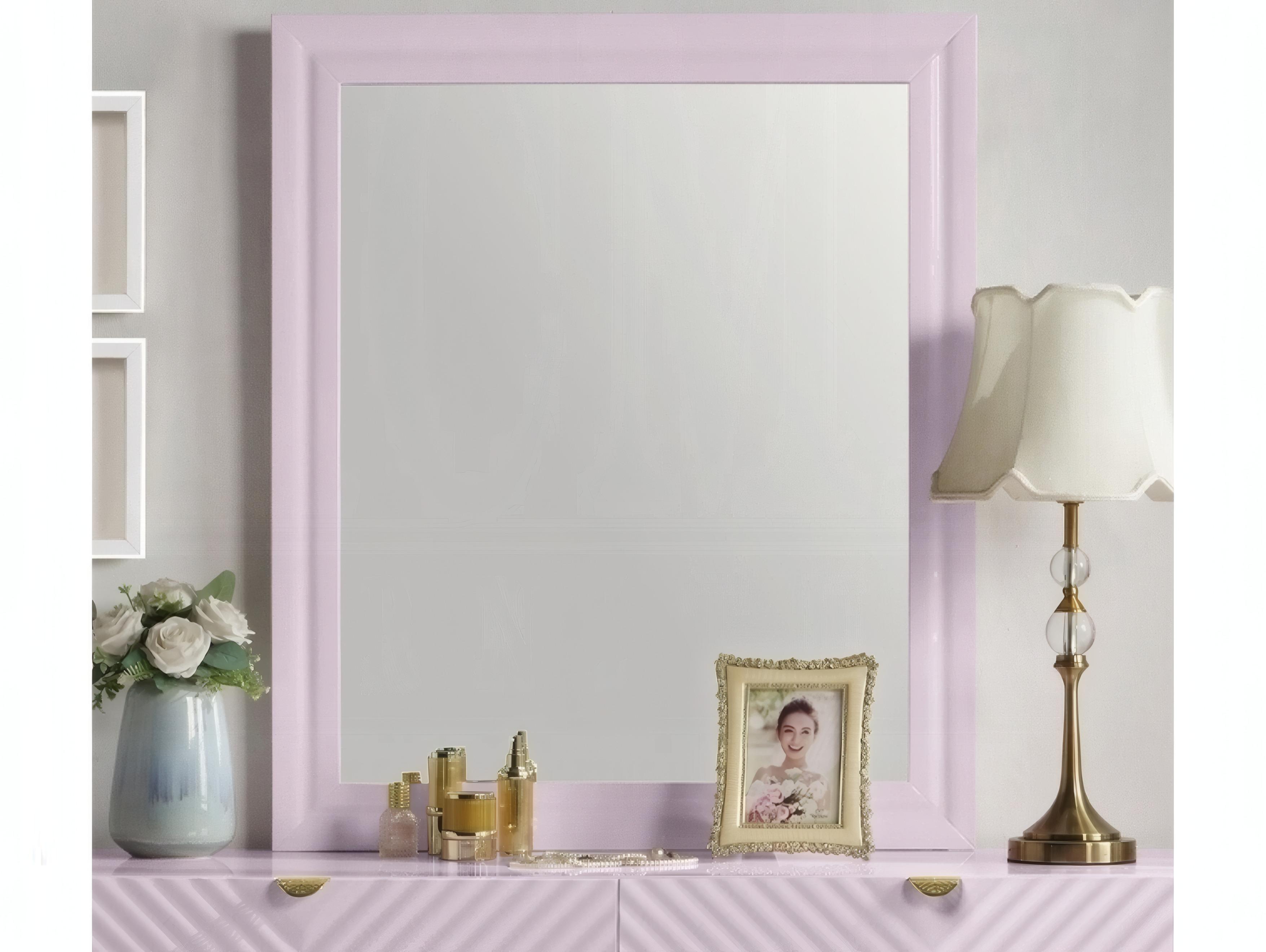 Acme Furniture Gaines Pink High Gloss Rectangular Wall Mirror
