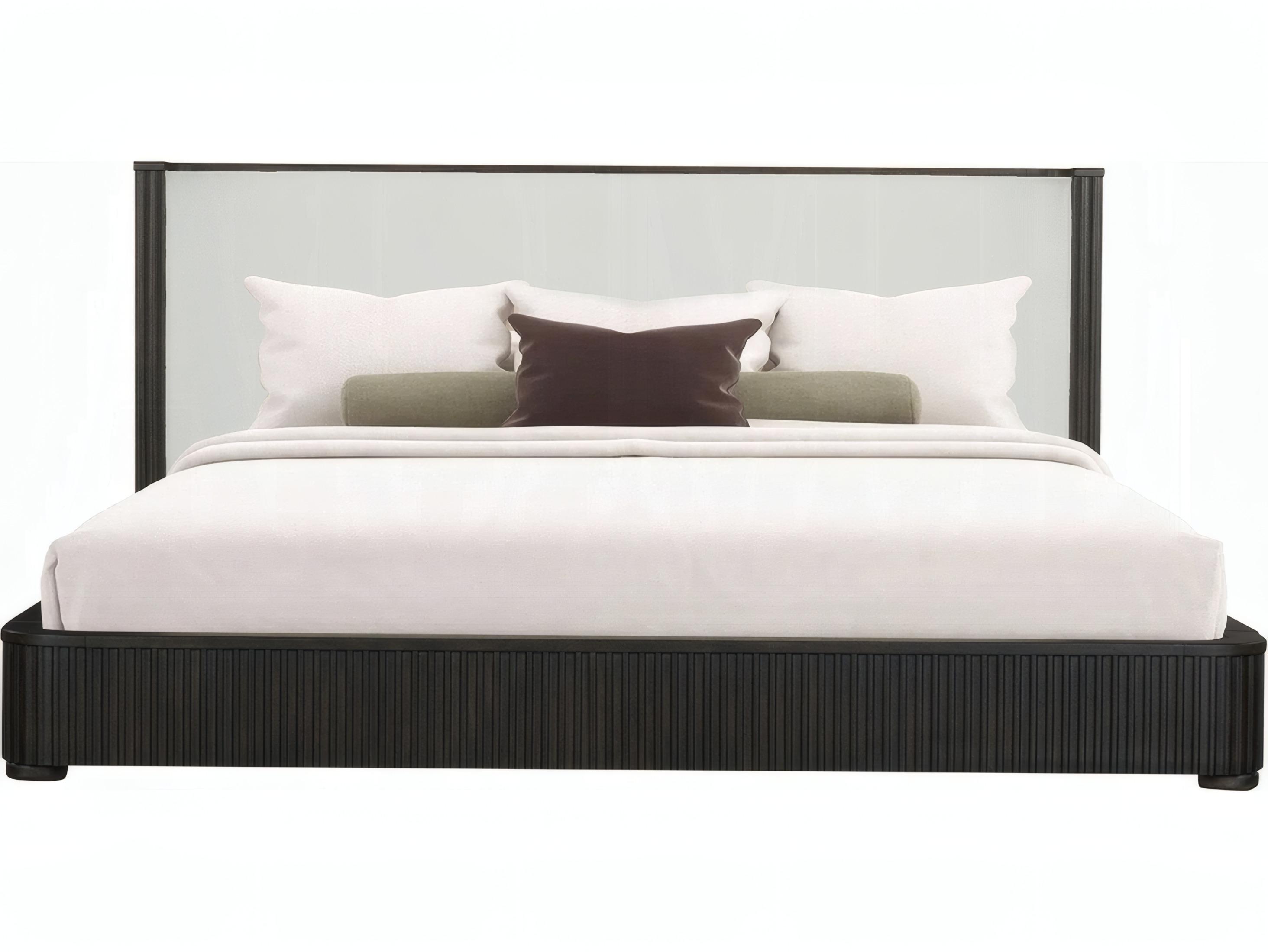 Acme Furniture Clayten Beige Linen Espresso Brown Rubberwood Upholstered King Platform Bed