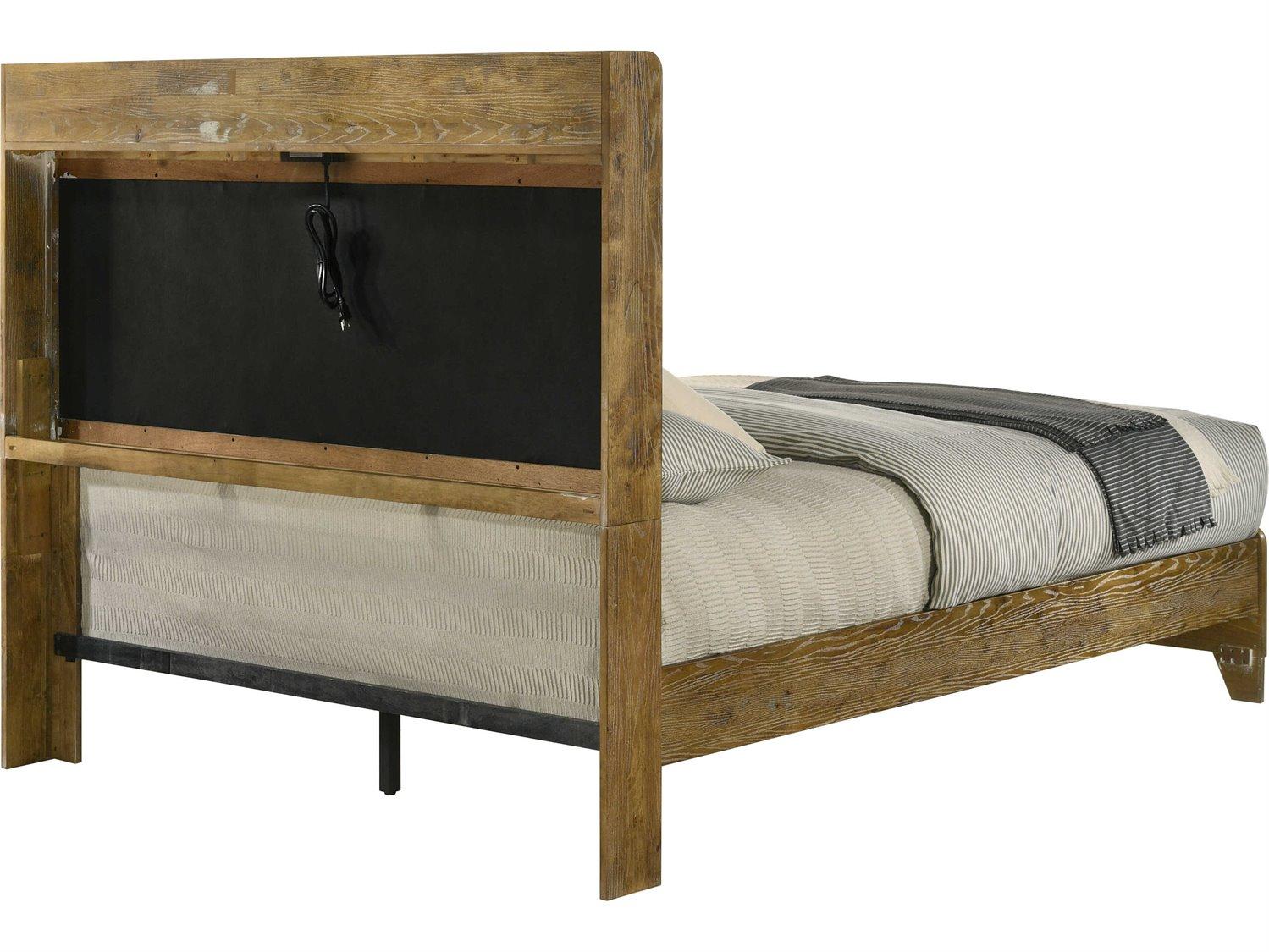 Acme Furniture Garcia Light Aspen Brown Rubberwood Wood King Platform Bed