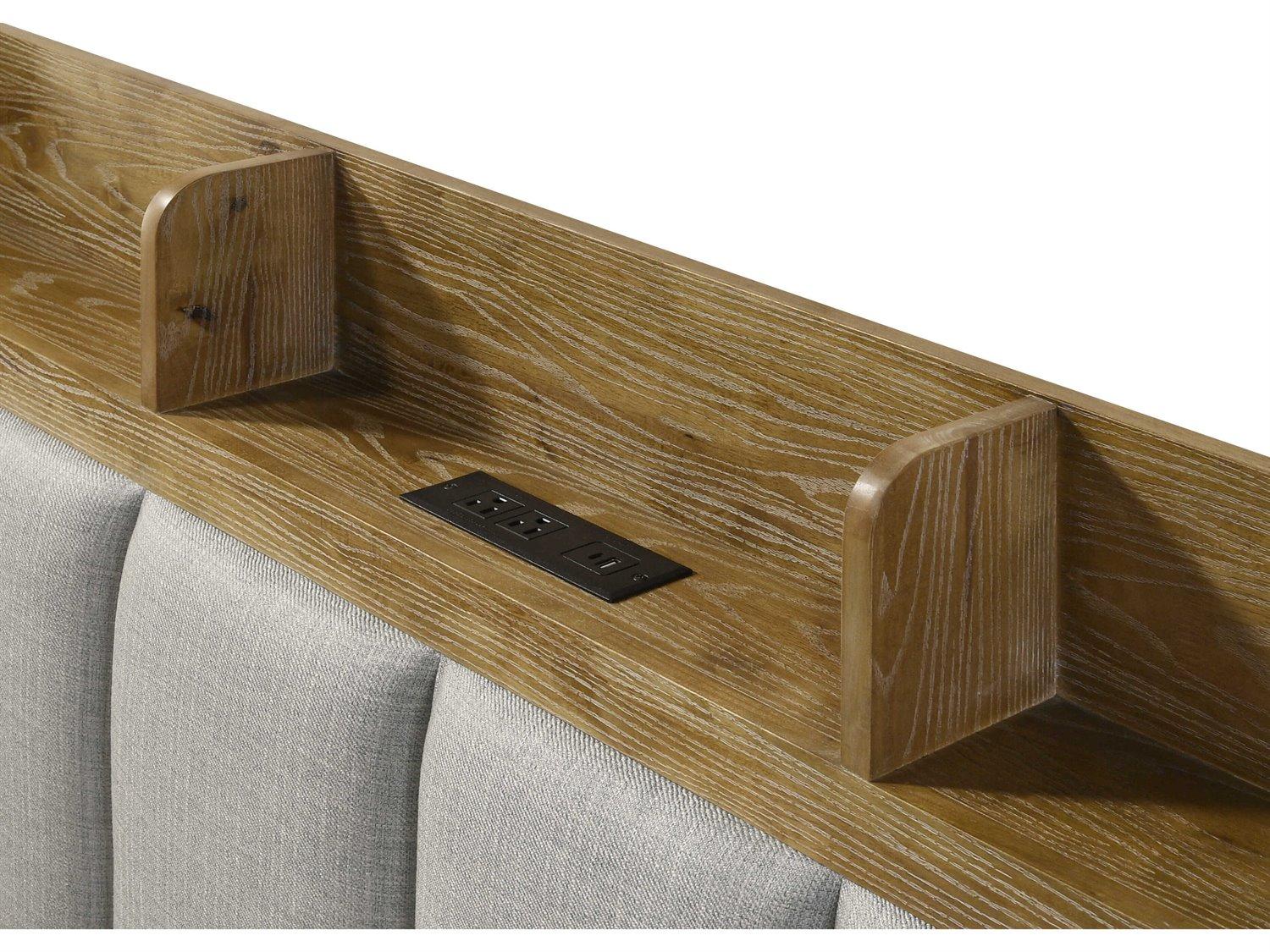 Acme Furniture Garcia Light Aspen Brown Rubberwood Wood King Platform Bed