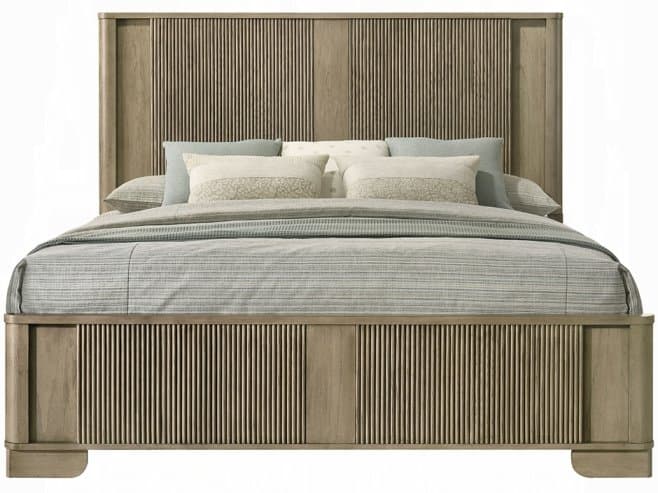 Acme Furniture Lakkari Antique Oak Rubberwood Wood King Platform Bed