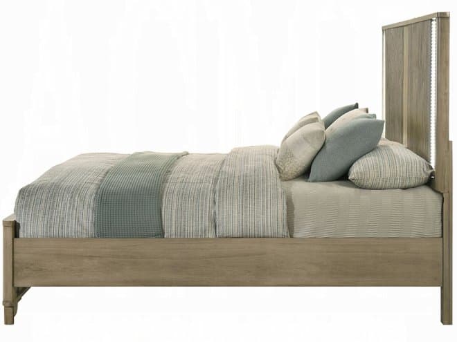 Acme Furniture Lakkari Antique Oak Rubberwood Wood King Platform Bed