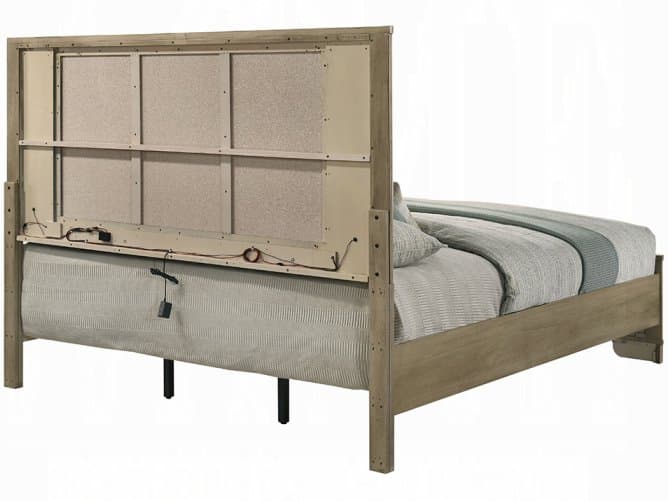 Acme Furniture Lakkari Antique Oak Rubberwood Wood King Platform Bed