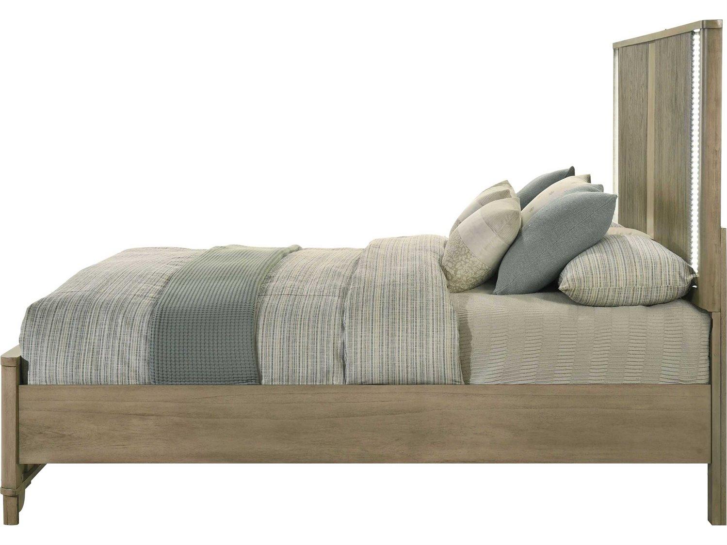 Acme Furniture Lakkari Antique Oak Rubberwood Wood Queen Platform Bed