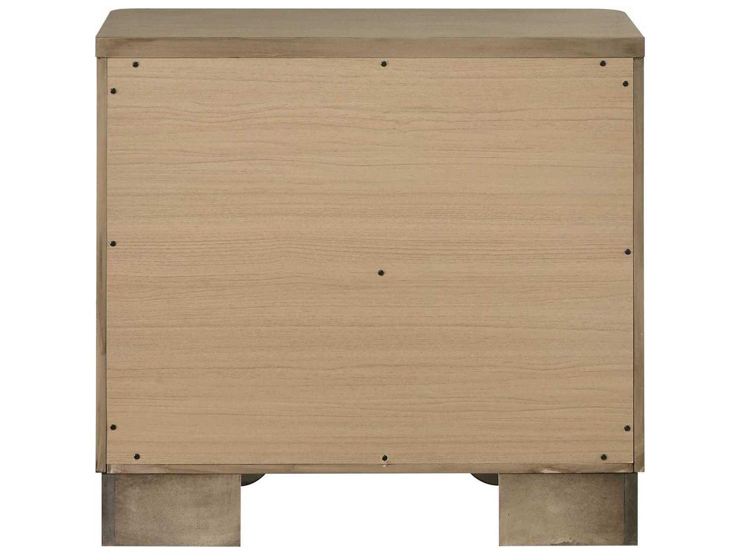 Acme Furniture Lakkari 2-Drawers Rubberwood Nightstand