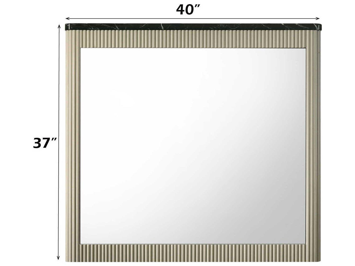 Acme Furniture Travonte Gray Linen Beige Rectangular Wall Mirror