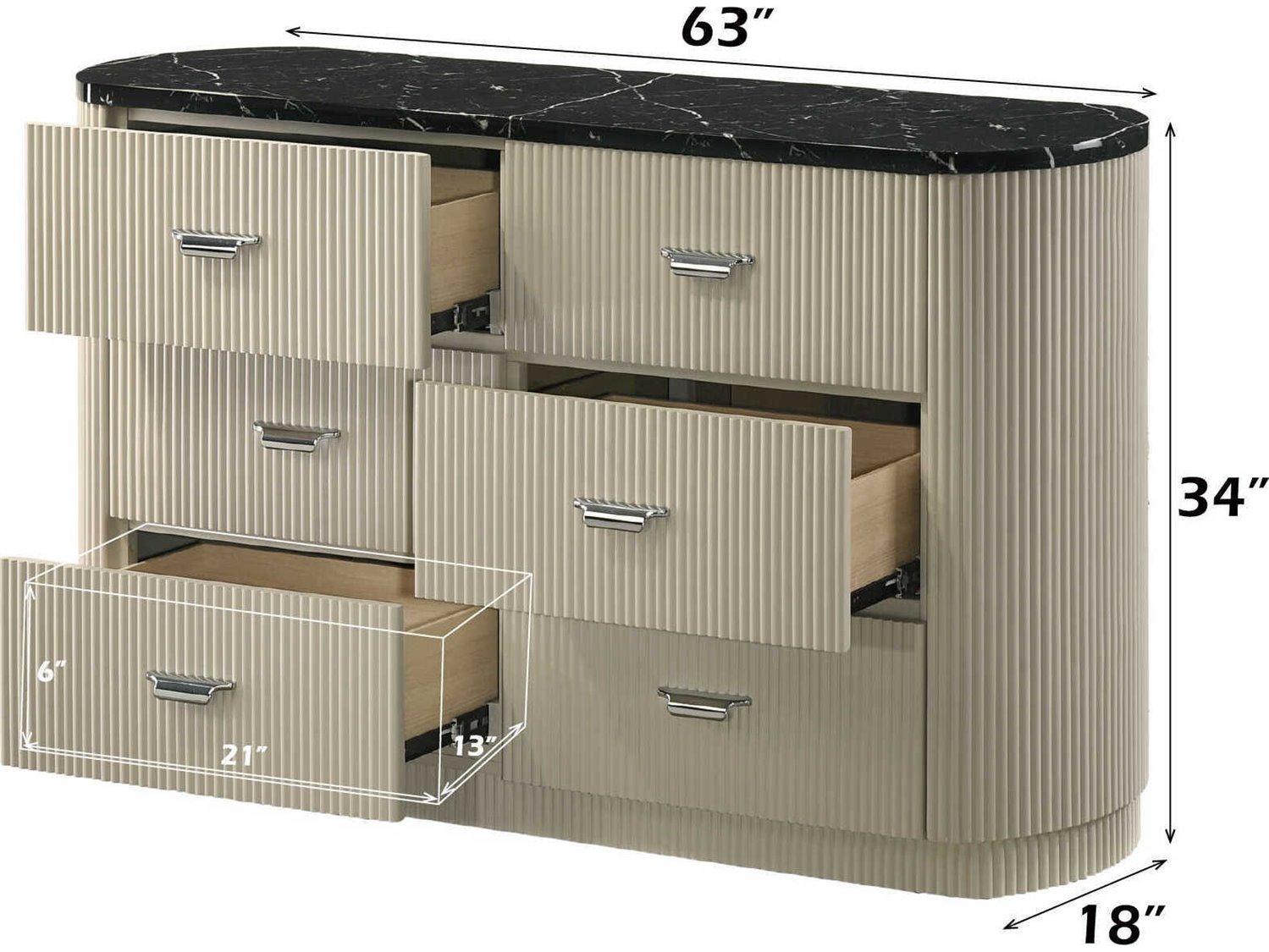 Acme Furniture Travonte 6-Drawers Rubberwood Double Dresser