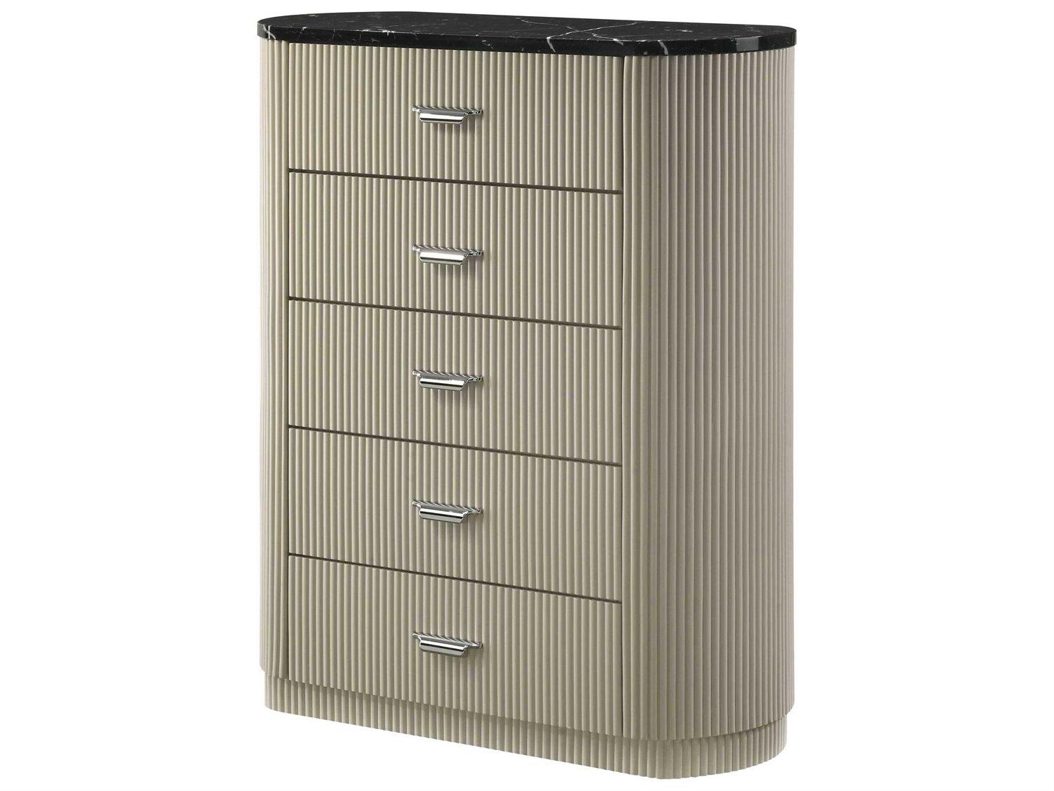Acme Furniture Travonte Gray Linen Beige Rubberwood Accent Chest