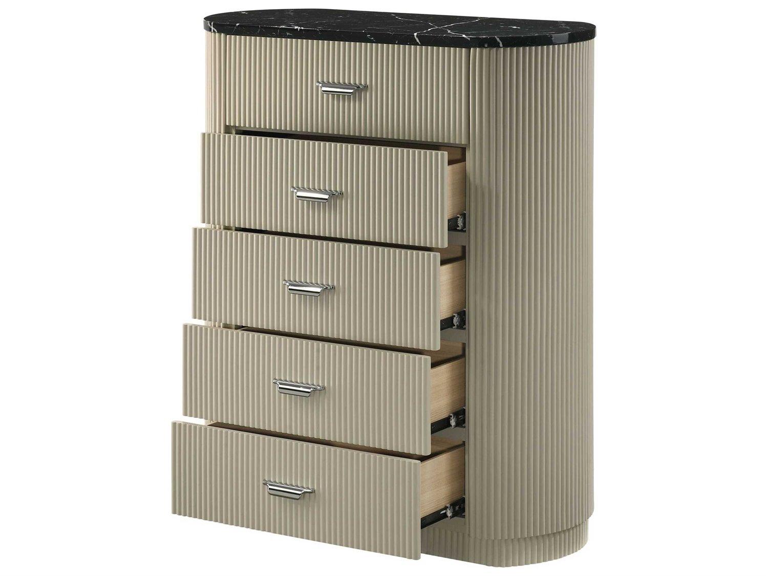 Acme Furniture Travonte Gray Linen Beige Rubberwood Accent Chest