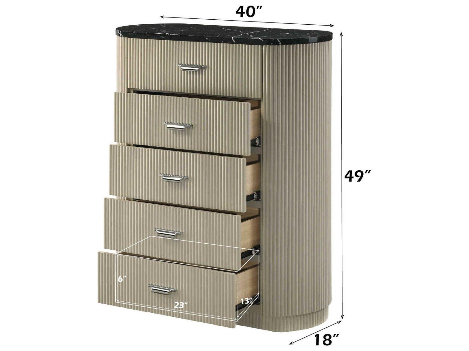 Acme Furniture Travonte Gray Linen Beige Rubberwood Accent Chest