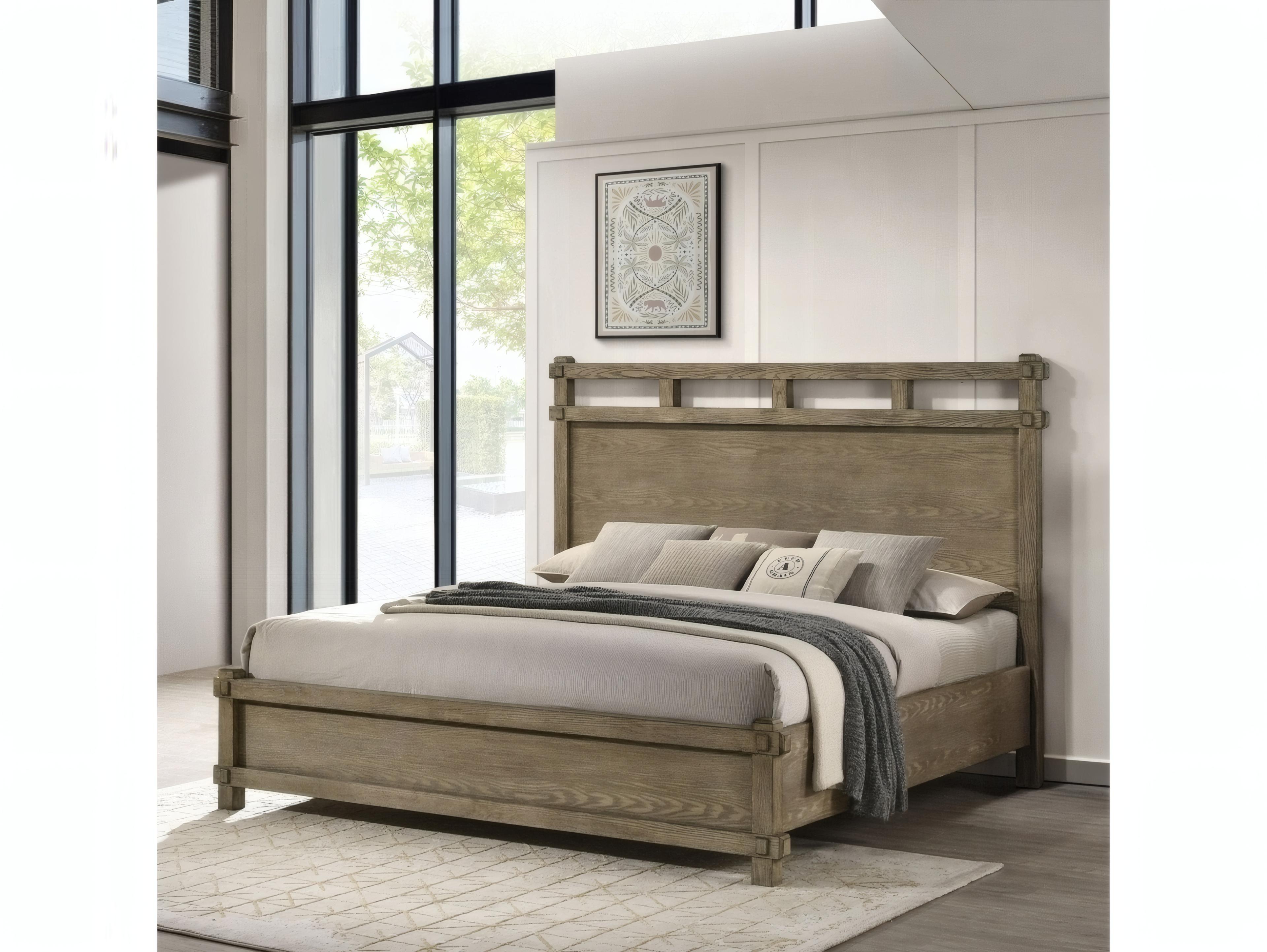 Acme Furniture Colton Antique White Oak Natural Solid Wood Queen Platform Bed