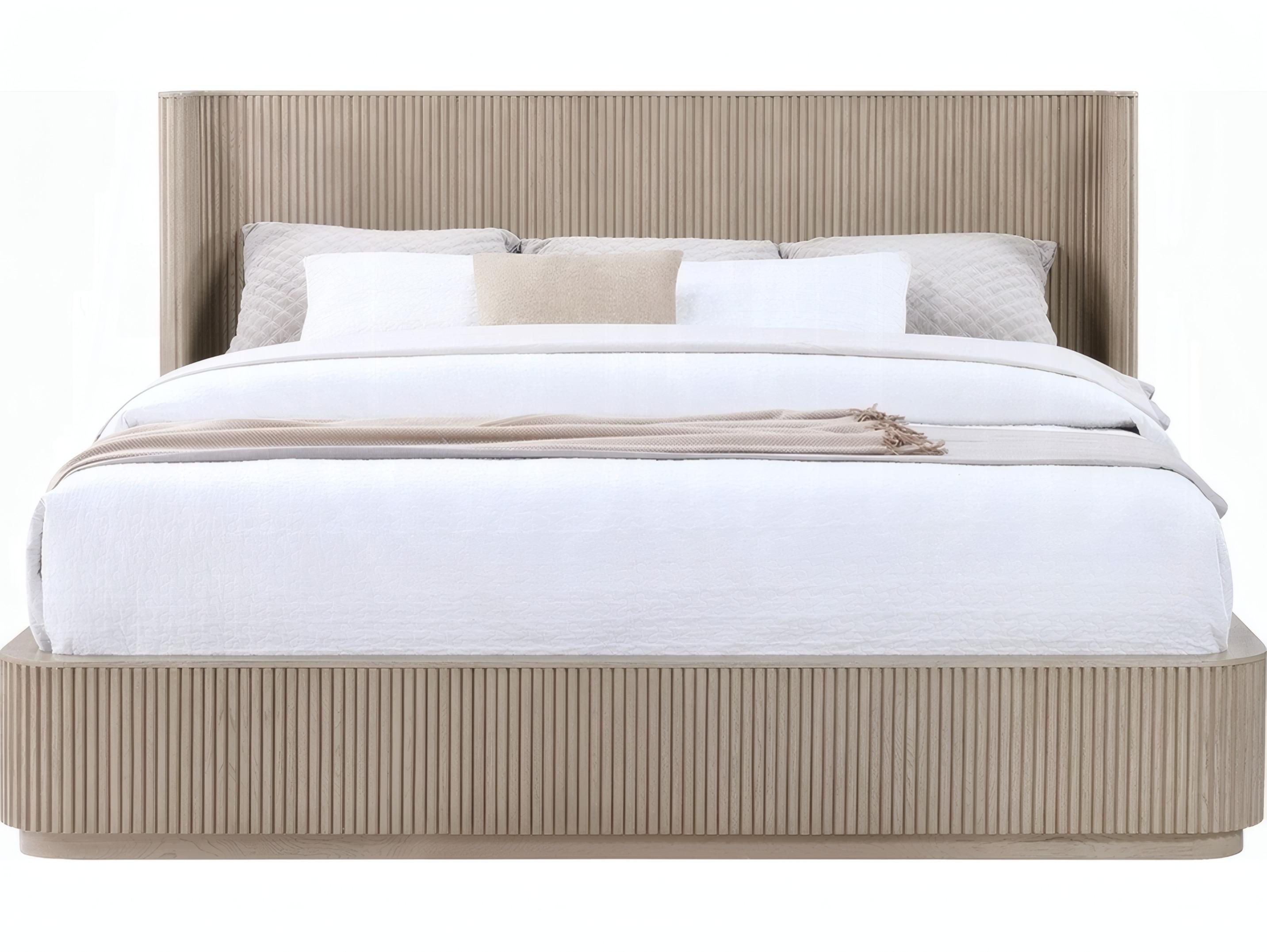 Acme Furniture Leanna Light Oak Beige Hardwood Wood Queen Platform Bed