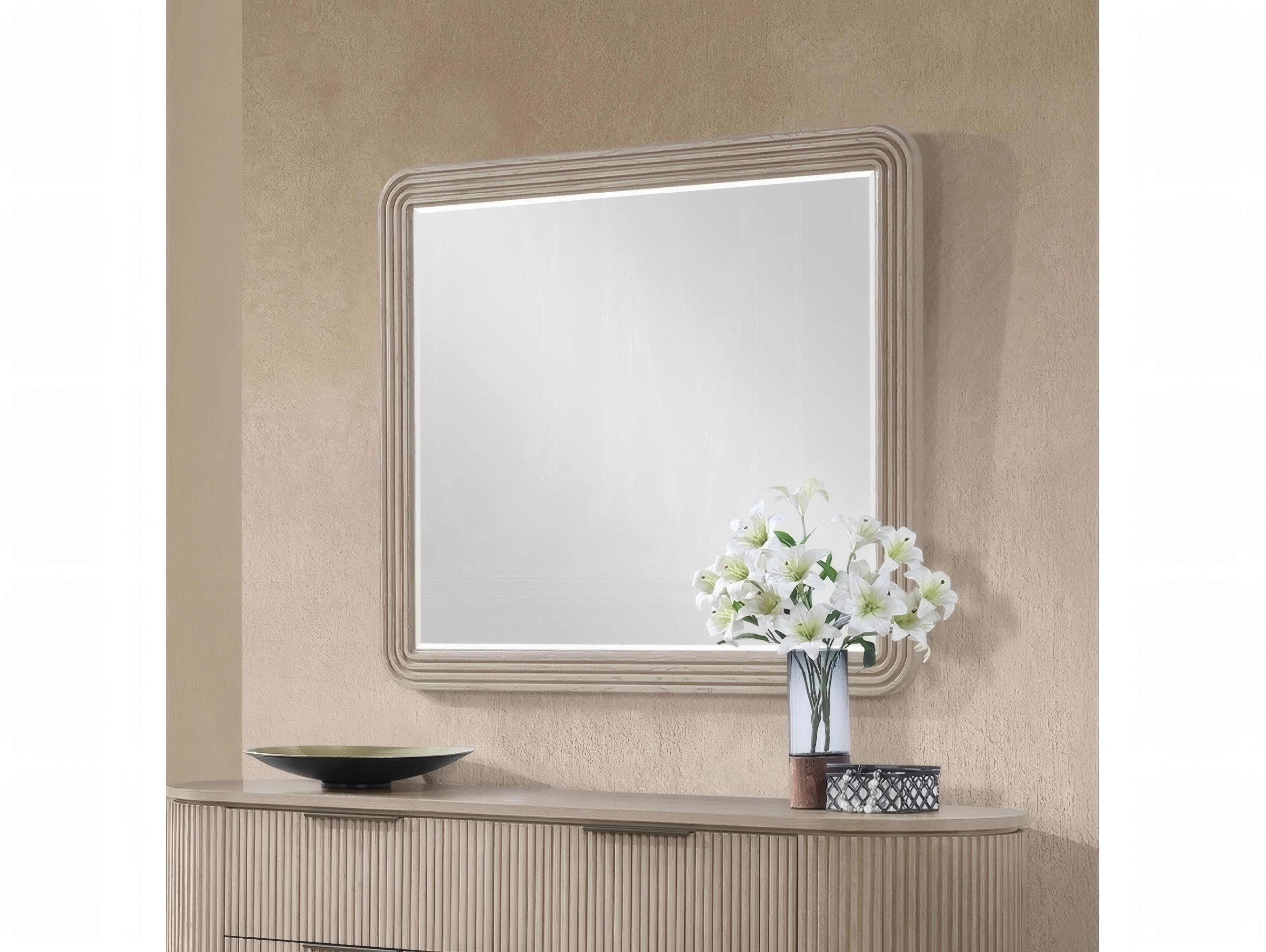 Acme Furniture Leanna Light Oak Square Wall Mirror