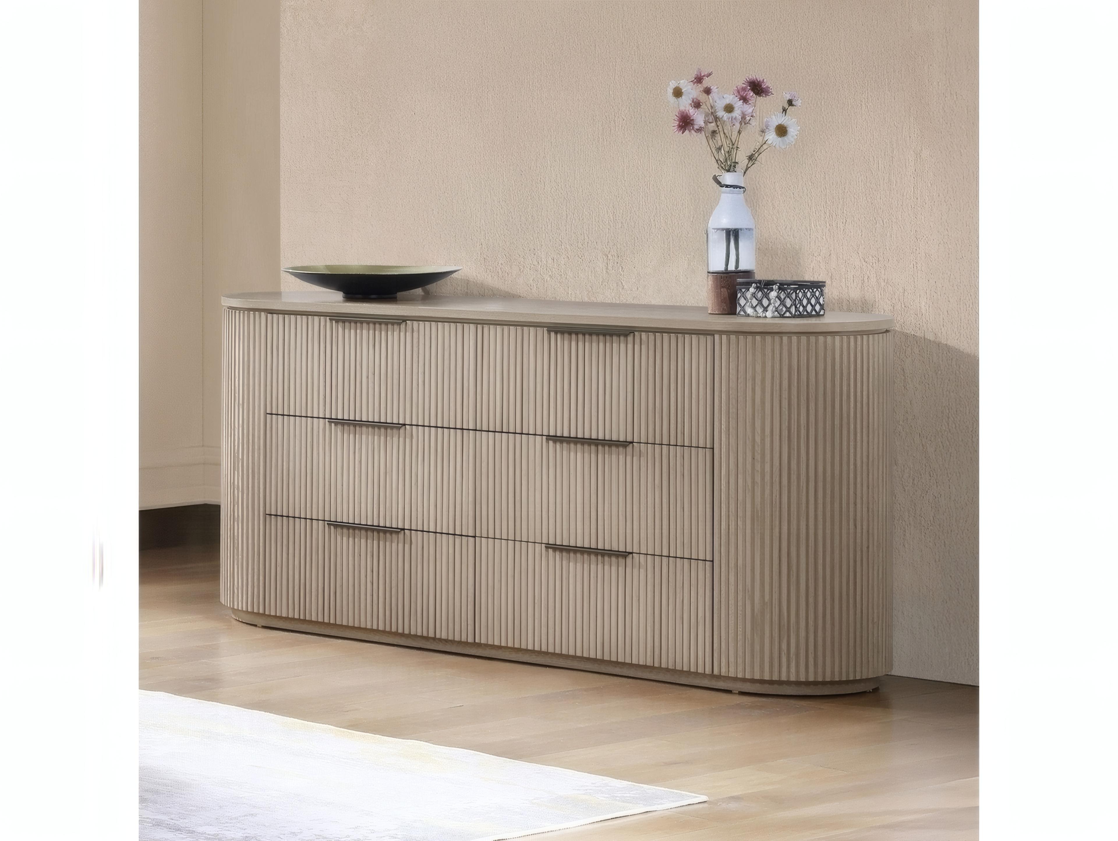 Acme Furniture Leanna 6-Drawers Natural Oak Wood Double Dresser
