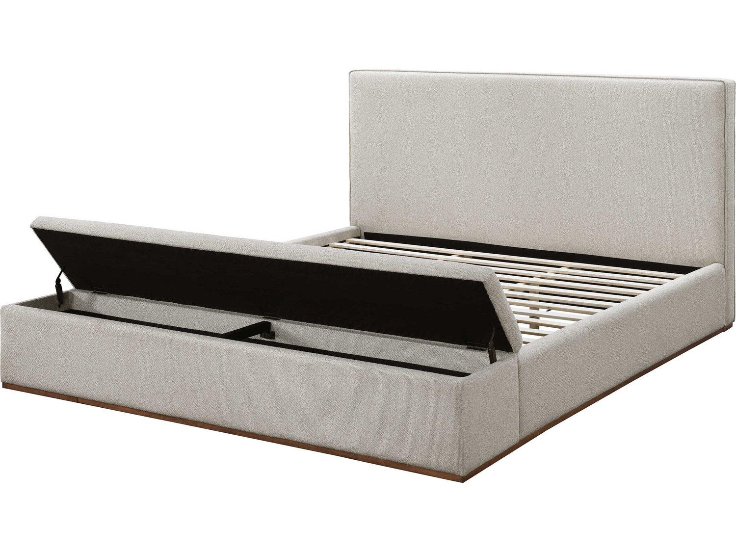 Acme Furniture Boxter Gray Linen Rubberwood Upholstered Queen Platform Bed