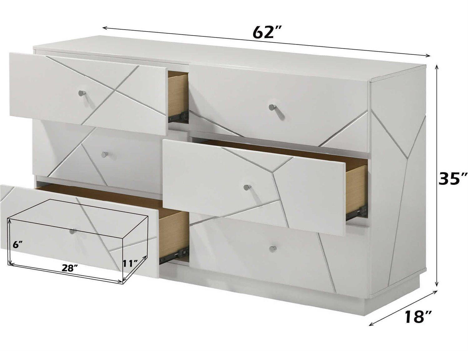 Acme Furniture Esther 6-Drawers Plywood Double Dresser