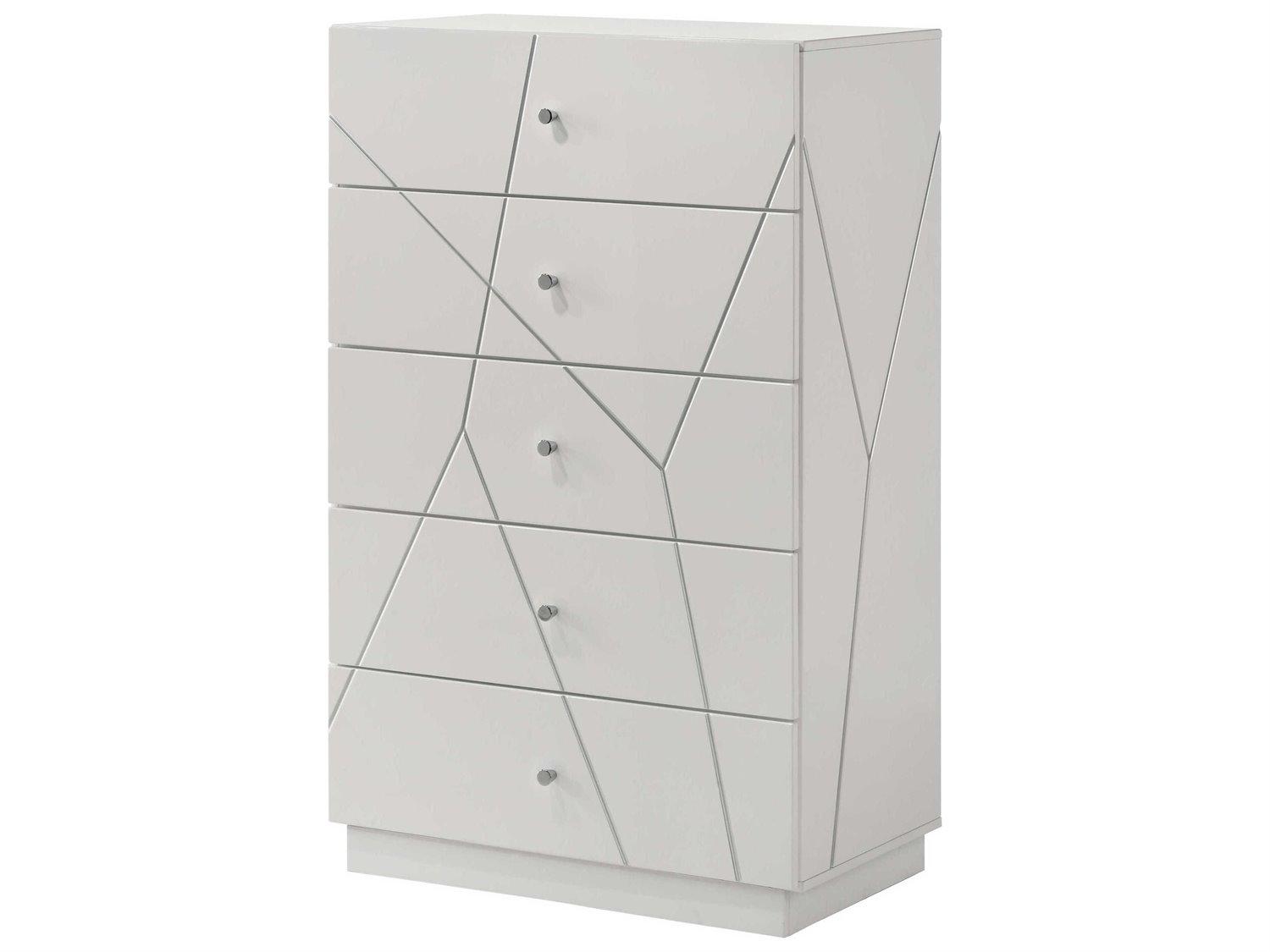 Acme Furniture Esther White Silver High Gloss Accent Chest