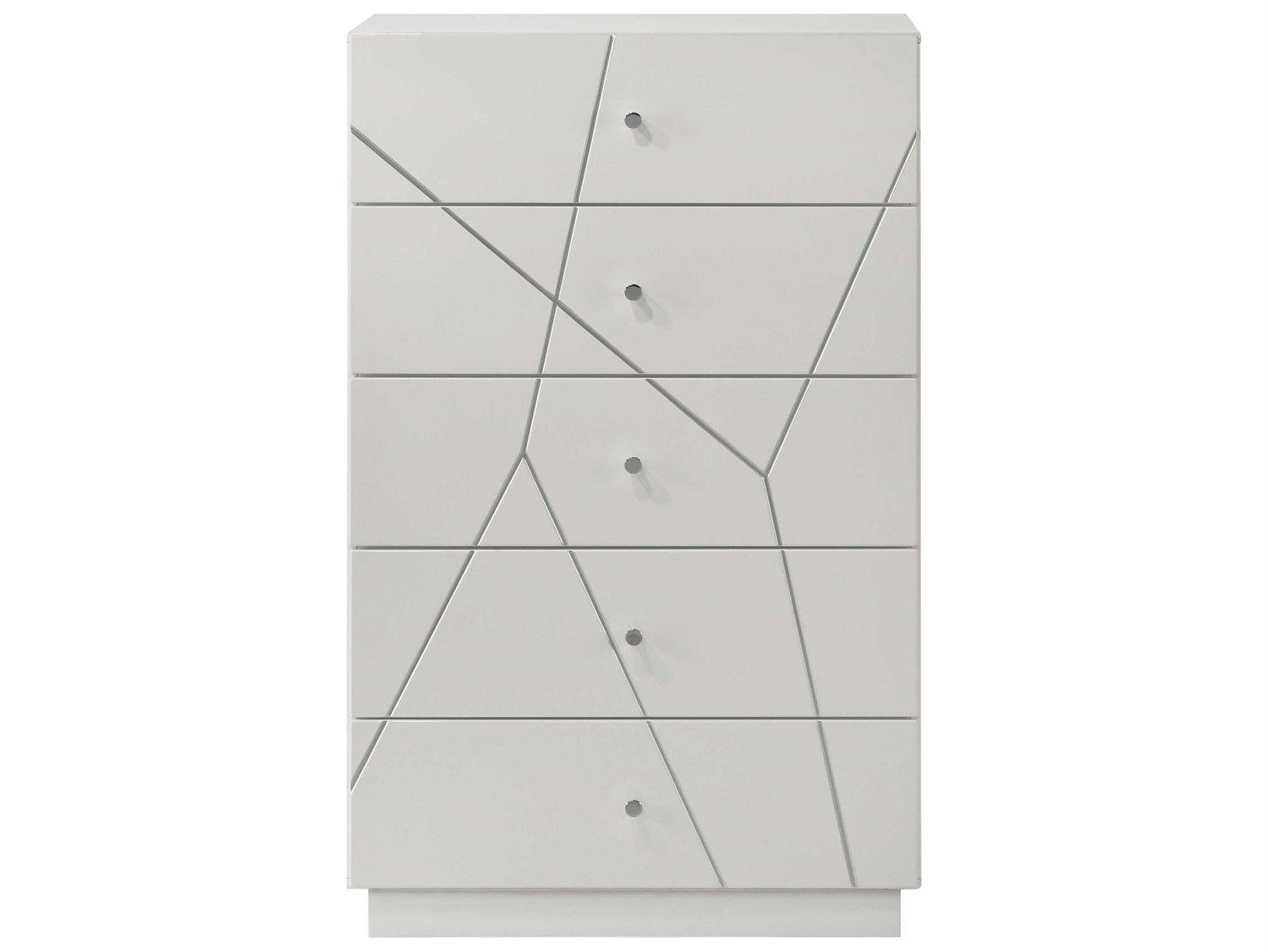 Acme Furniture Esther White Silver High Gloss Accent Chest