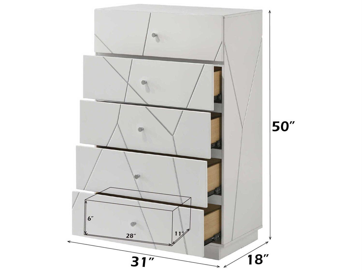 Acme Furniture Esther White Silver High Gloss Accent Chest