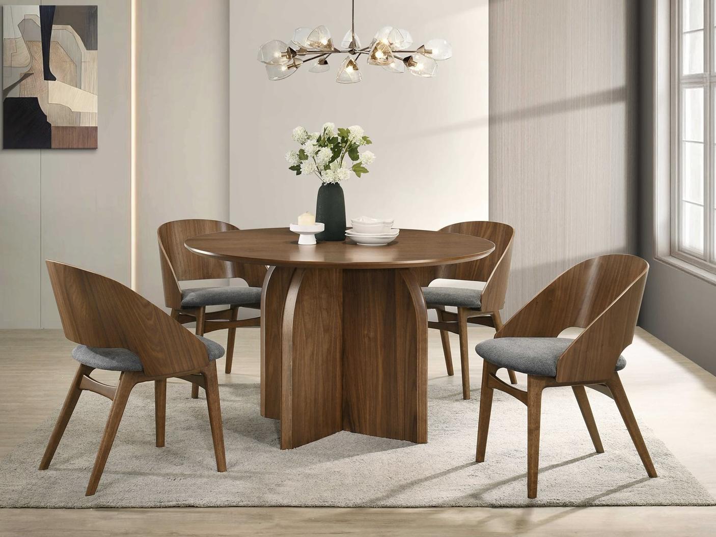 Acme Furniture Delmon Walnut Wood Dining Room Set