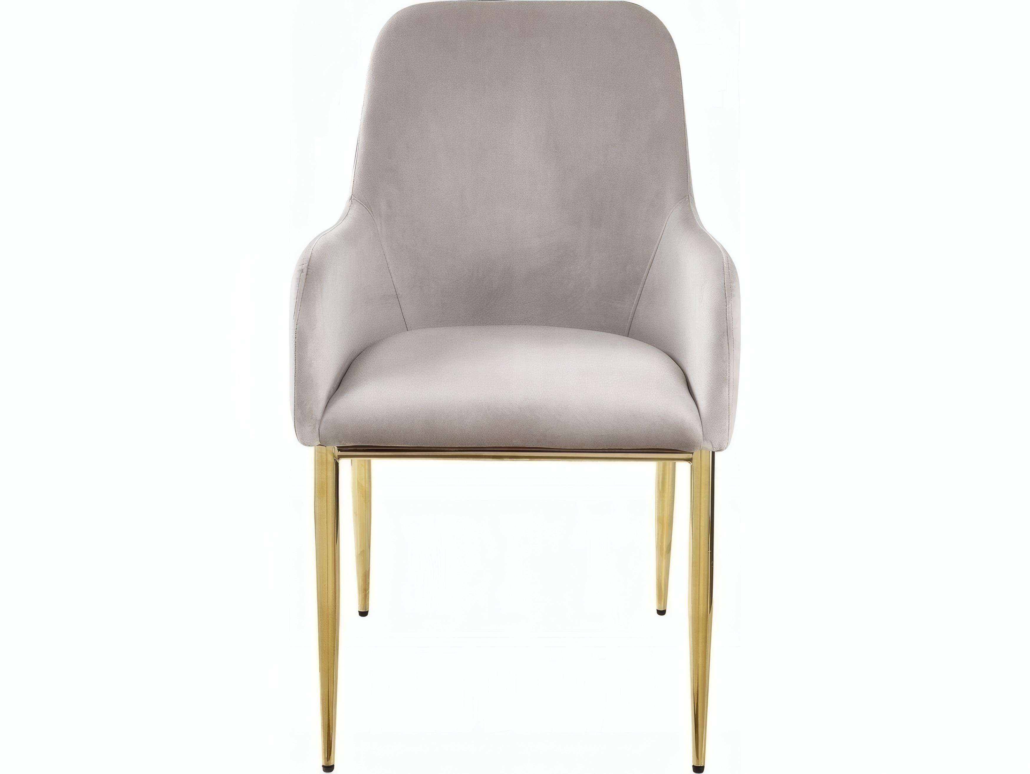 Acme Furniture Plywood Gray Velvet Upholstered Arm Dining Chair Set of 2