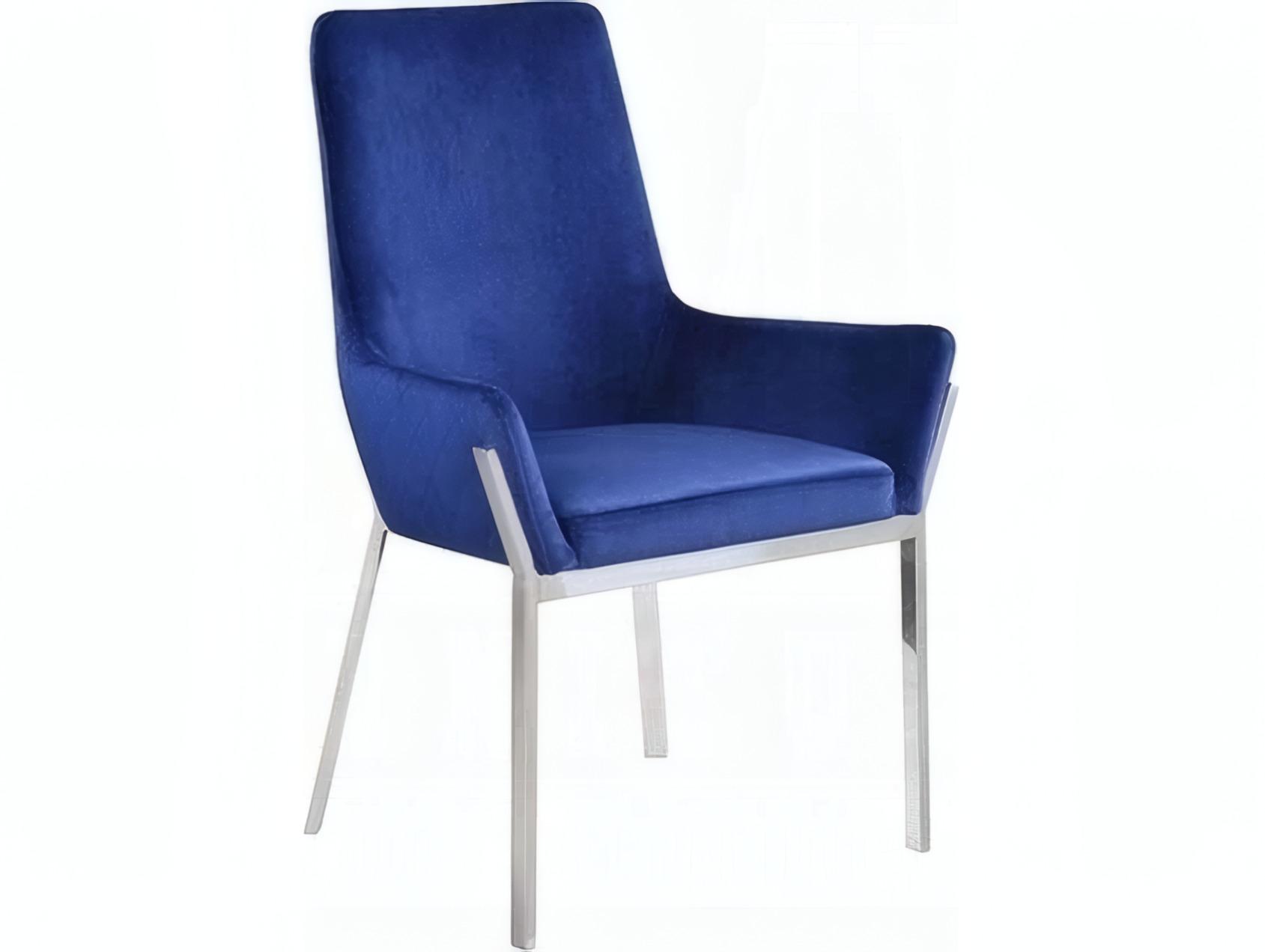 Acme Furniture Plywood Blue Velvet Upholstered Arm Dining Chair Set of 2