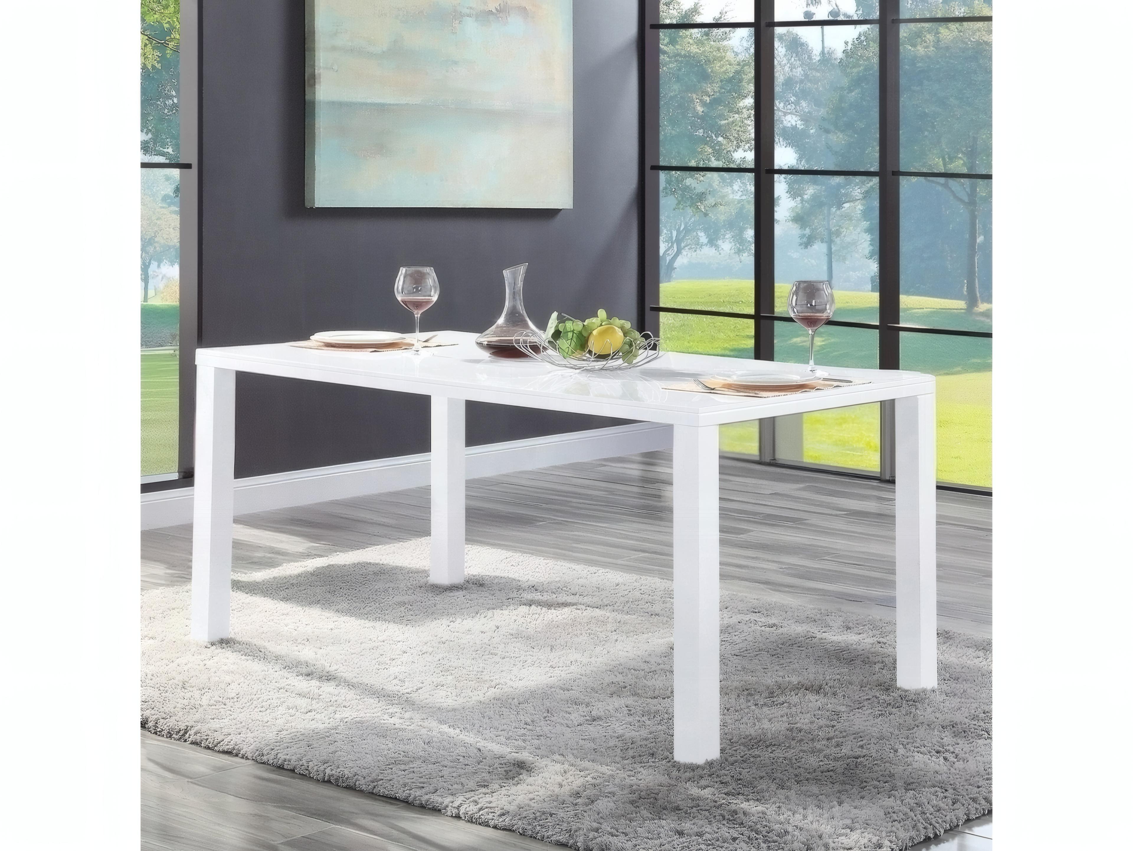 Acme Furniture Pagan Rectangular Wood White High Gloss Dining Table