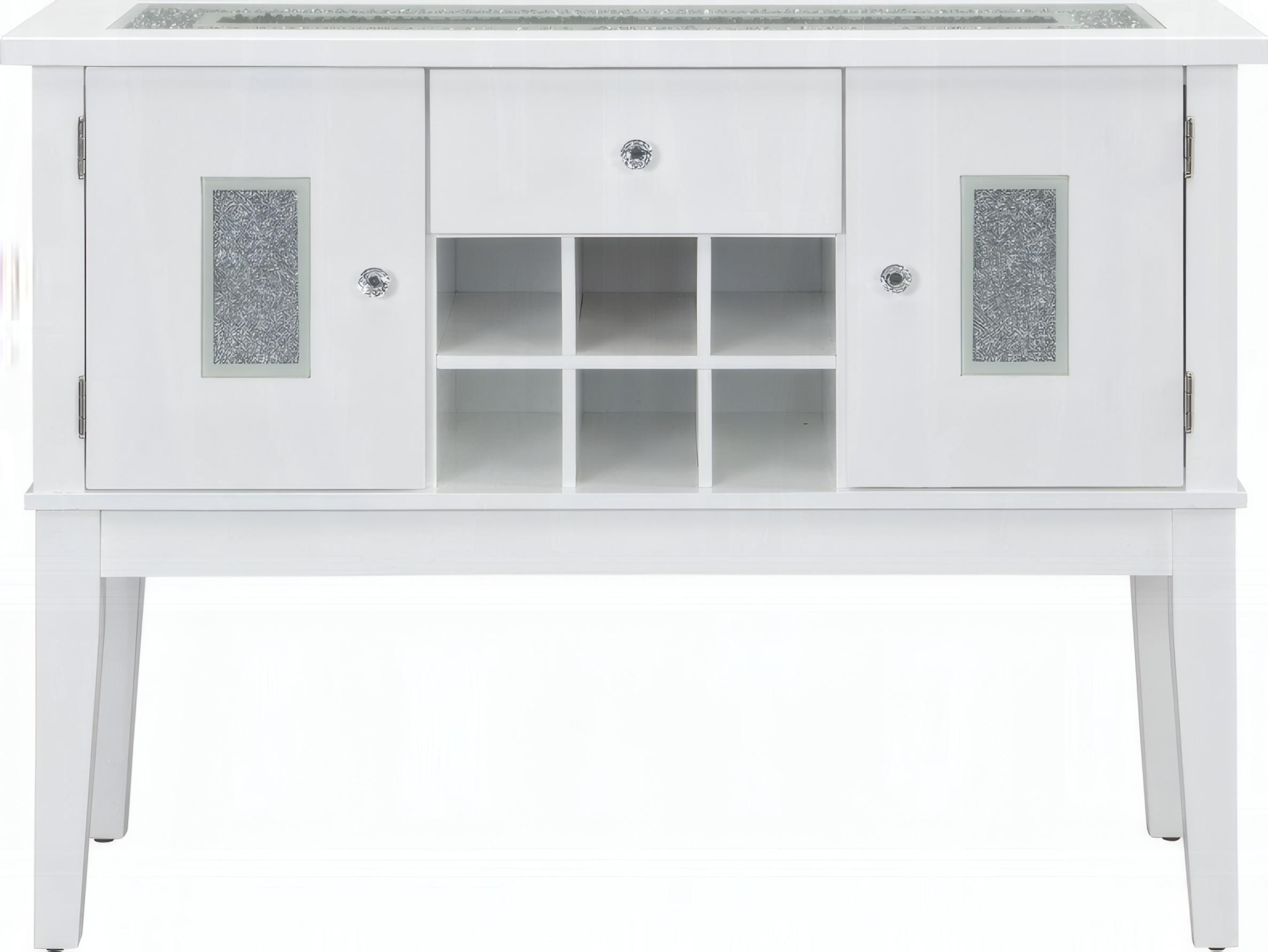 Acme Furniture Elizaveta 48" Faux Crystal Diamonds White High Gloss Sideboard