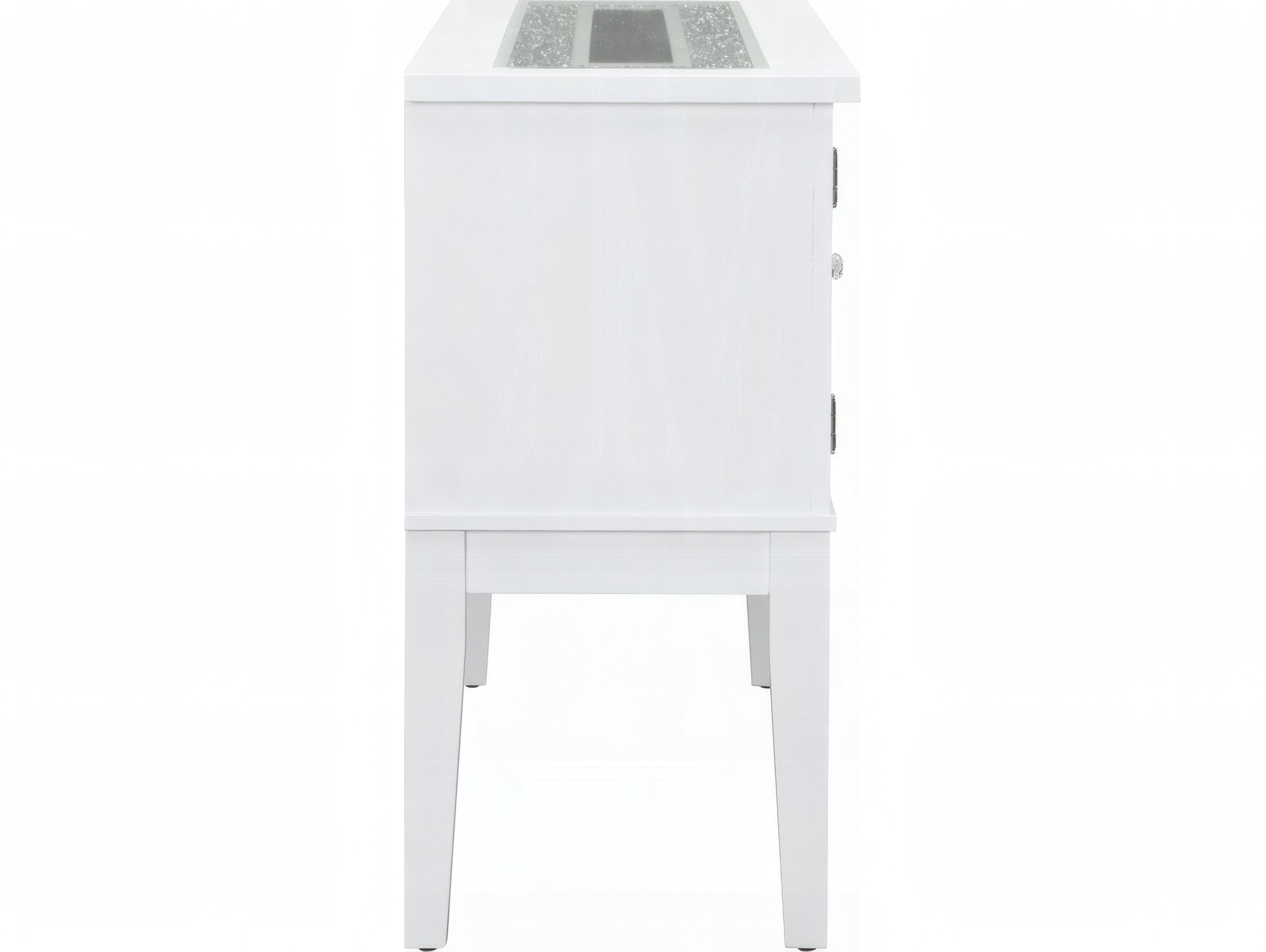 Acme Furniture Elizaveta 48" Faux Crystal Diamonds White High Gloss Sideboard