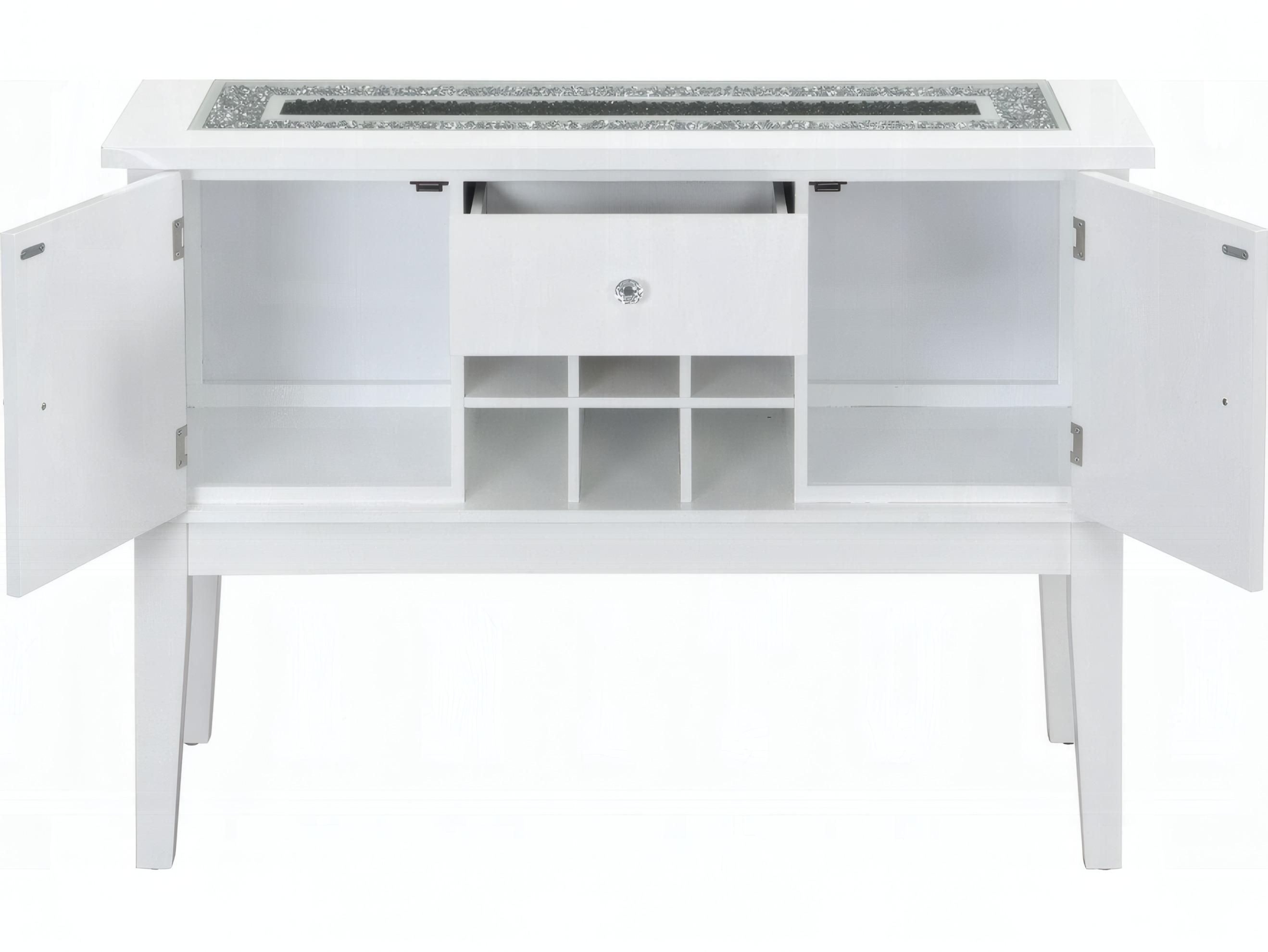 Acme Furniture Elizaveta 48" Faux Crystal Diamonds White High Gloss Sideboard