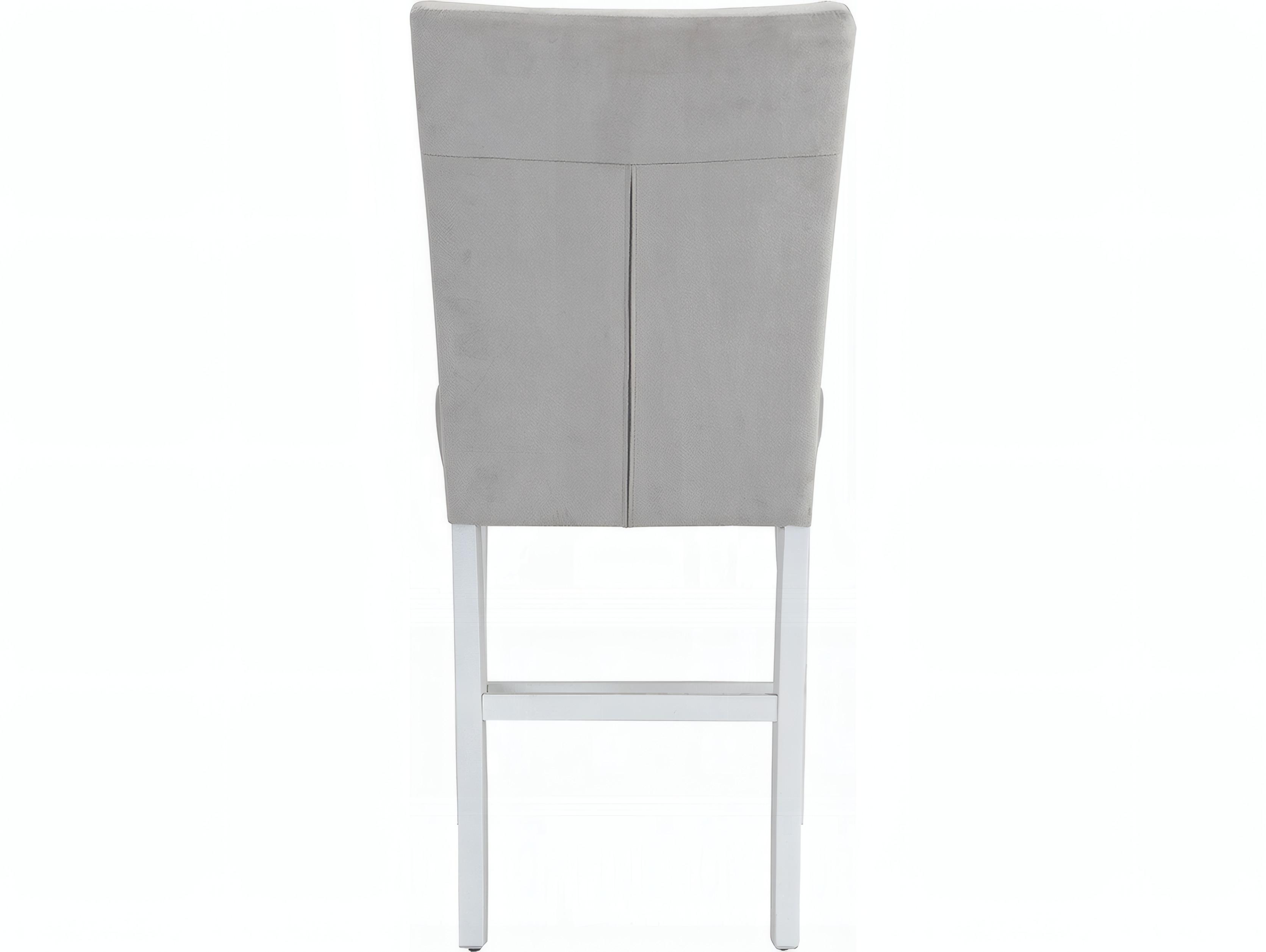 Acme Furniture Elizaveta Gray Velvet White High Gloss Upholstered Hardwood Counter Stool