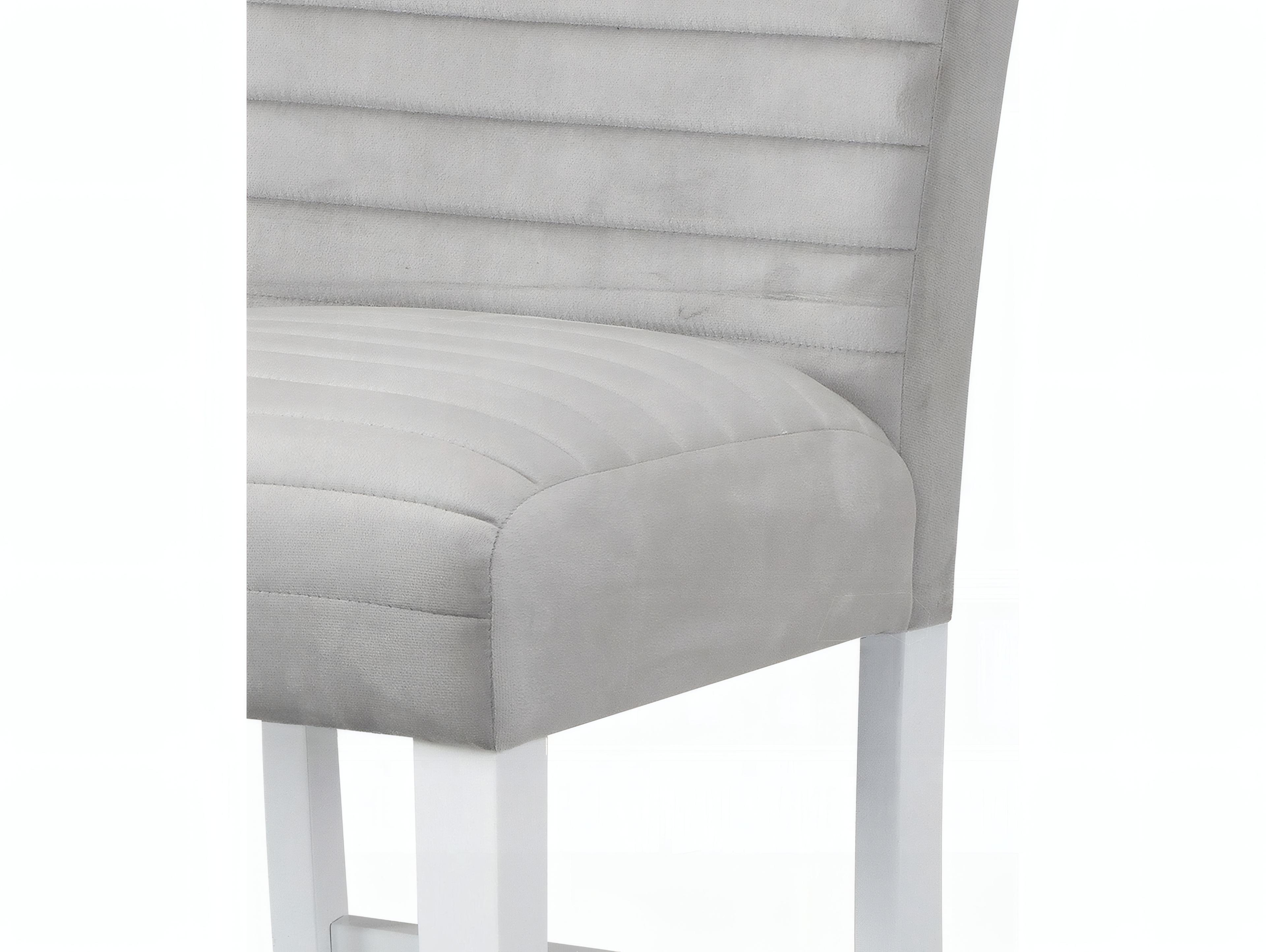 Acme Furniture Elizaveta Gray Velvet White High Gloss Upholstered Hardwood Counter Stool