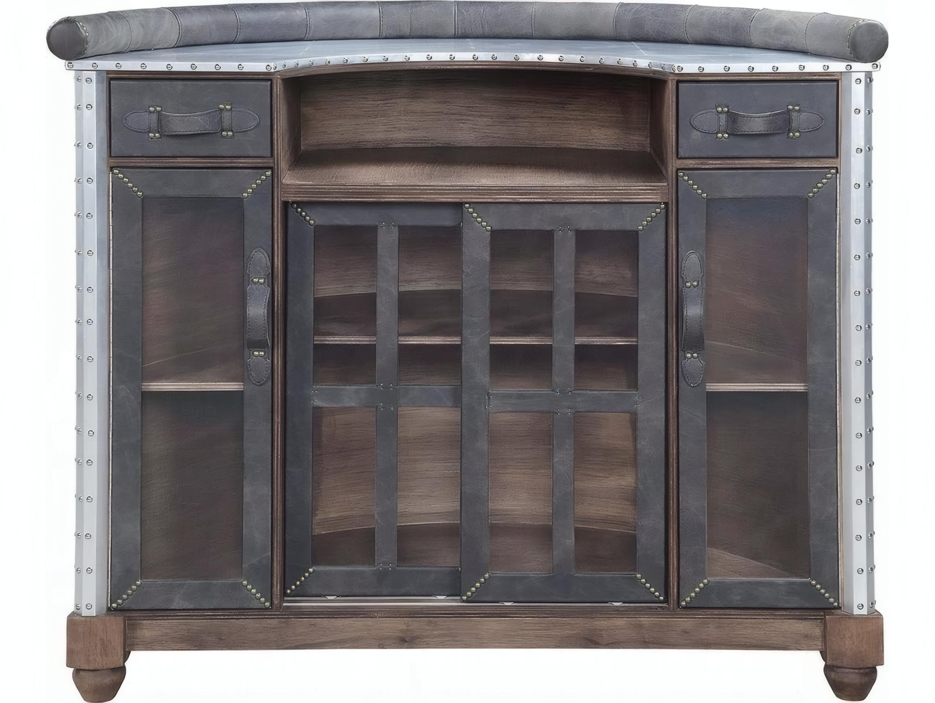 Acme Furniture Antique Ebony Leather Bar Table