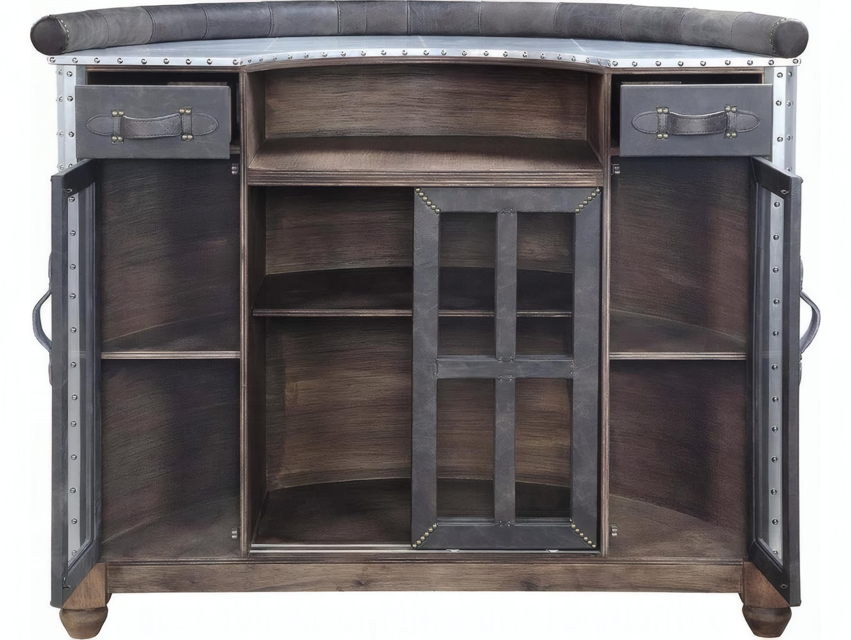 Acme Furniture Antique Ebony Leather Bar Table