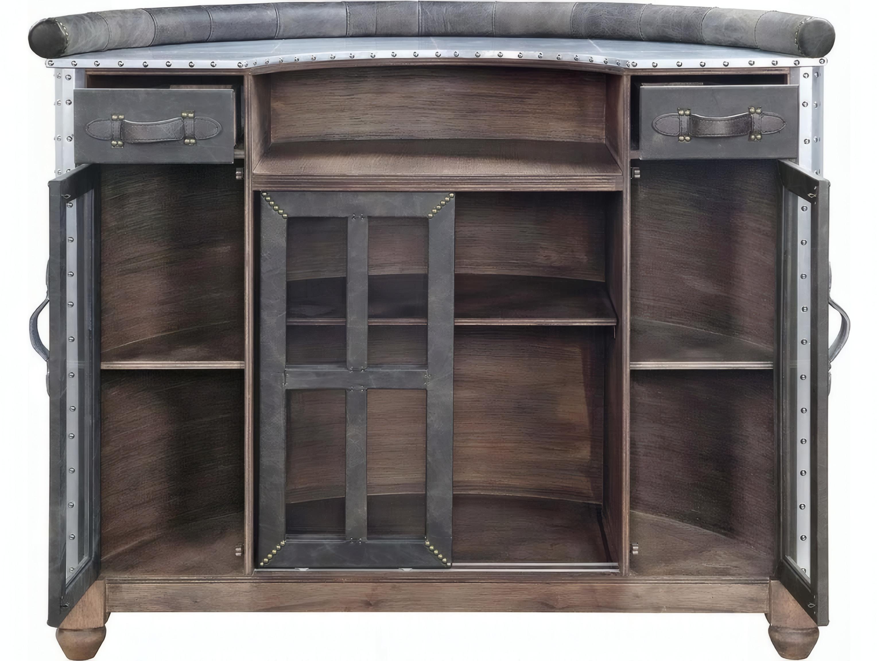 Acme Furniture Antique Ebony Leather Bar Table