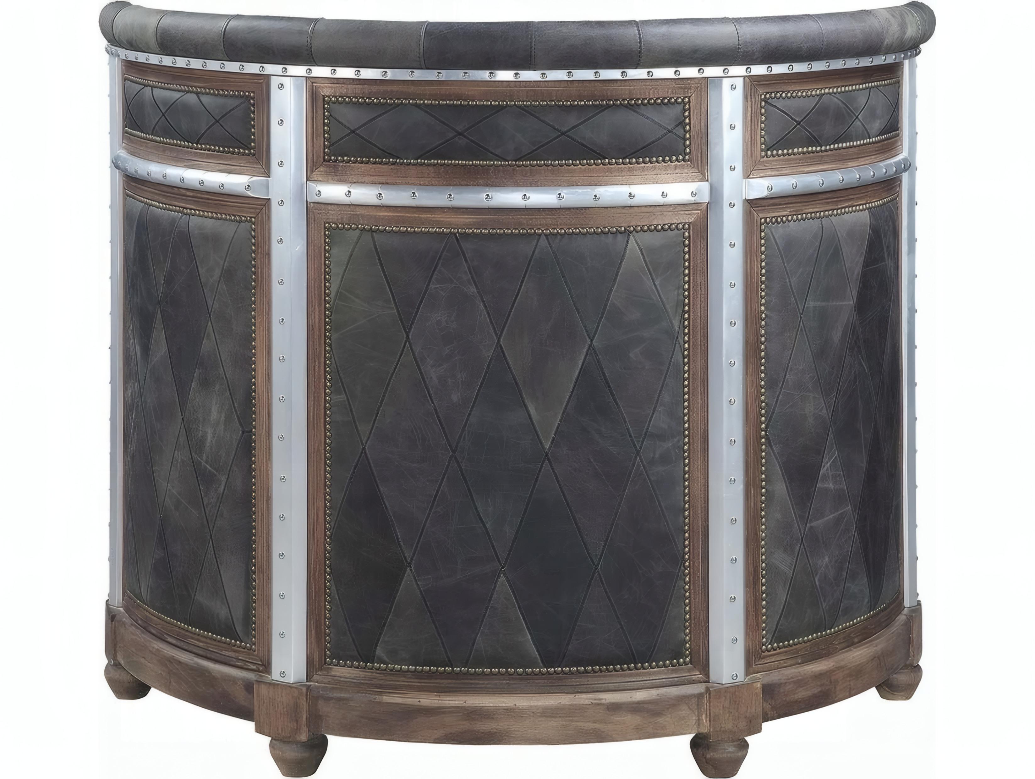 Acme Furniture Antique Ebony Leather Bar Table