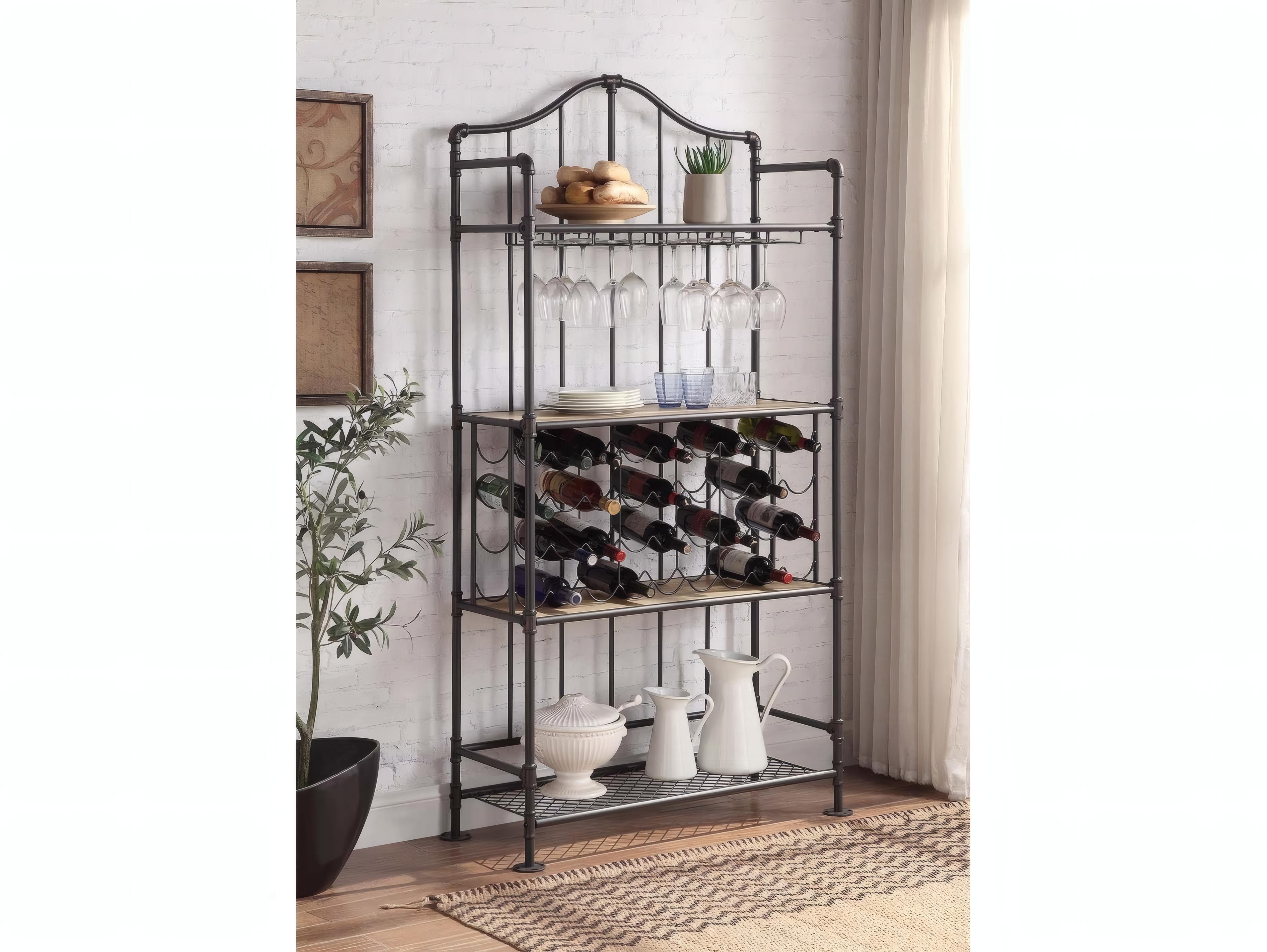 Acme Furniture Edina Oak Sandy Black Wine Rack