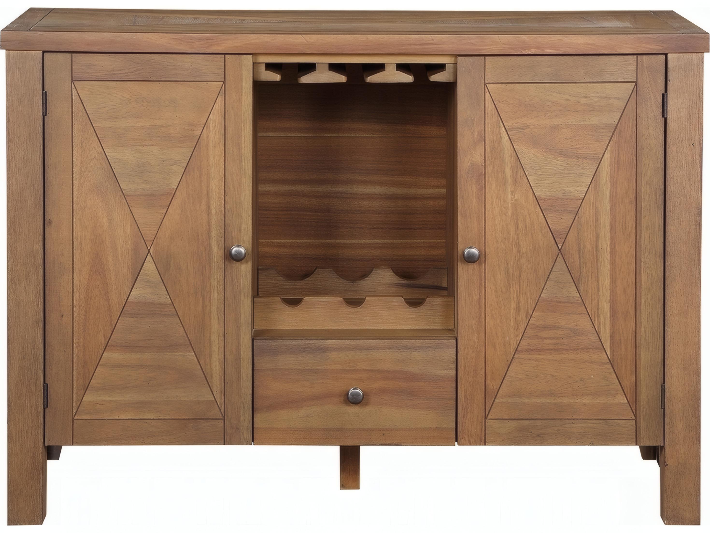 Acme Furniture Pascaline 47" Acacia Wood Gray Fabric Rustic Brown Oak Sideboard