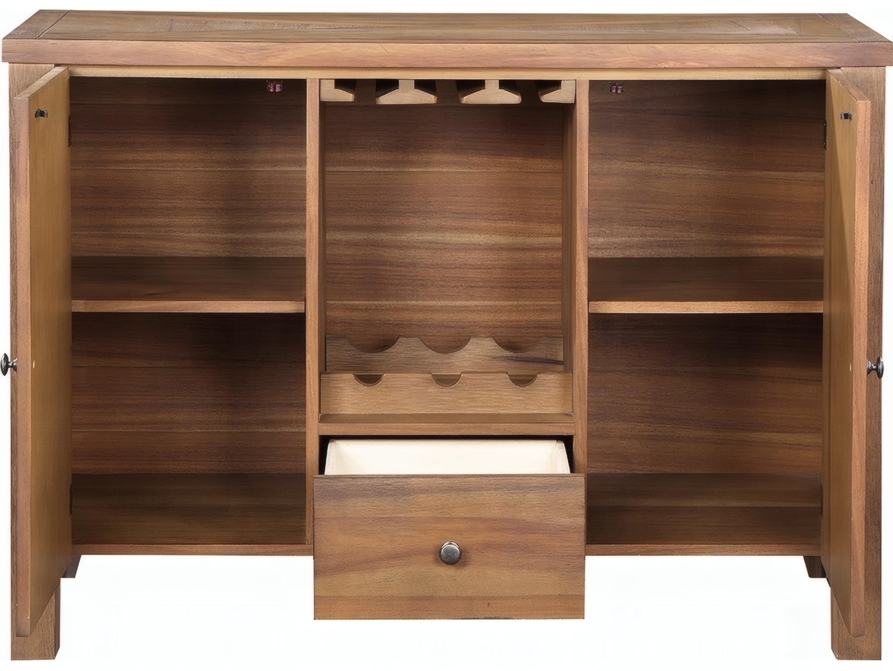 Acme Furniture Pascaline 47" Acacia Wood Gray Fabric Rustic Brown Oak Sideboard