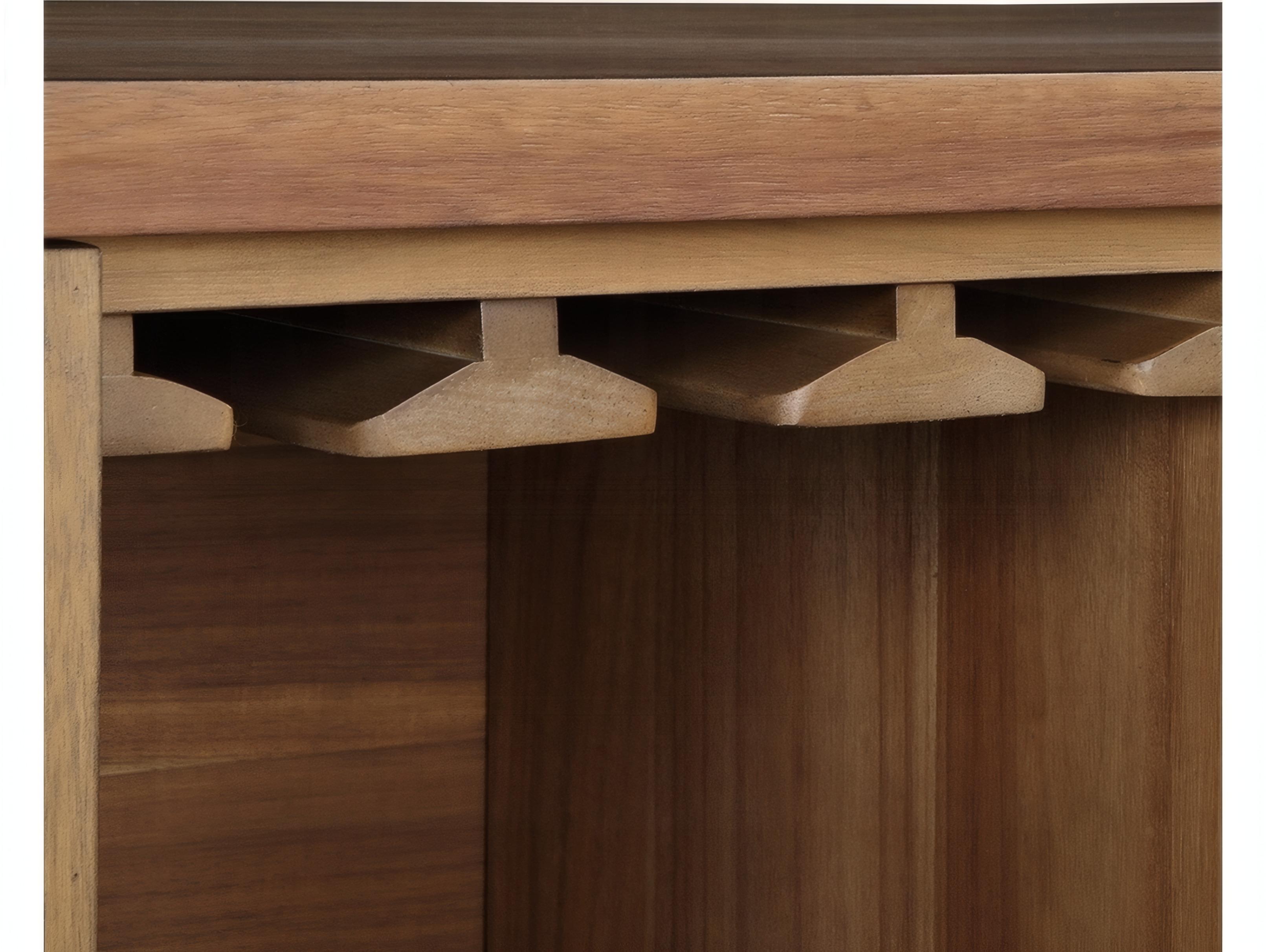 Acme Furniture Pascaline 47" Acacia Wood Gray Fabric Rustic Brown Oak Sideboard