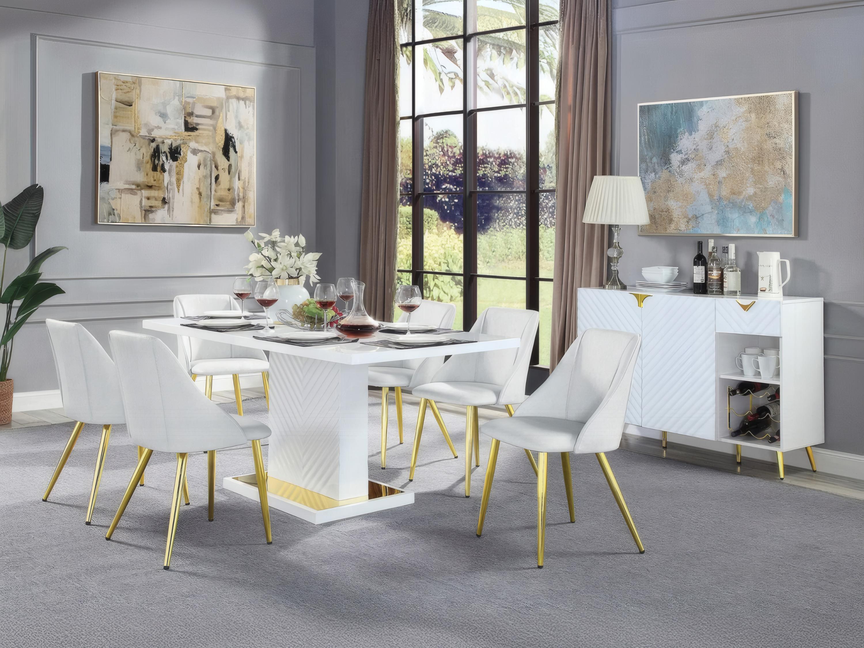 Acme Furniture Gaines Rectangular Wood White High Gloss Dining Table