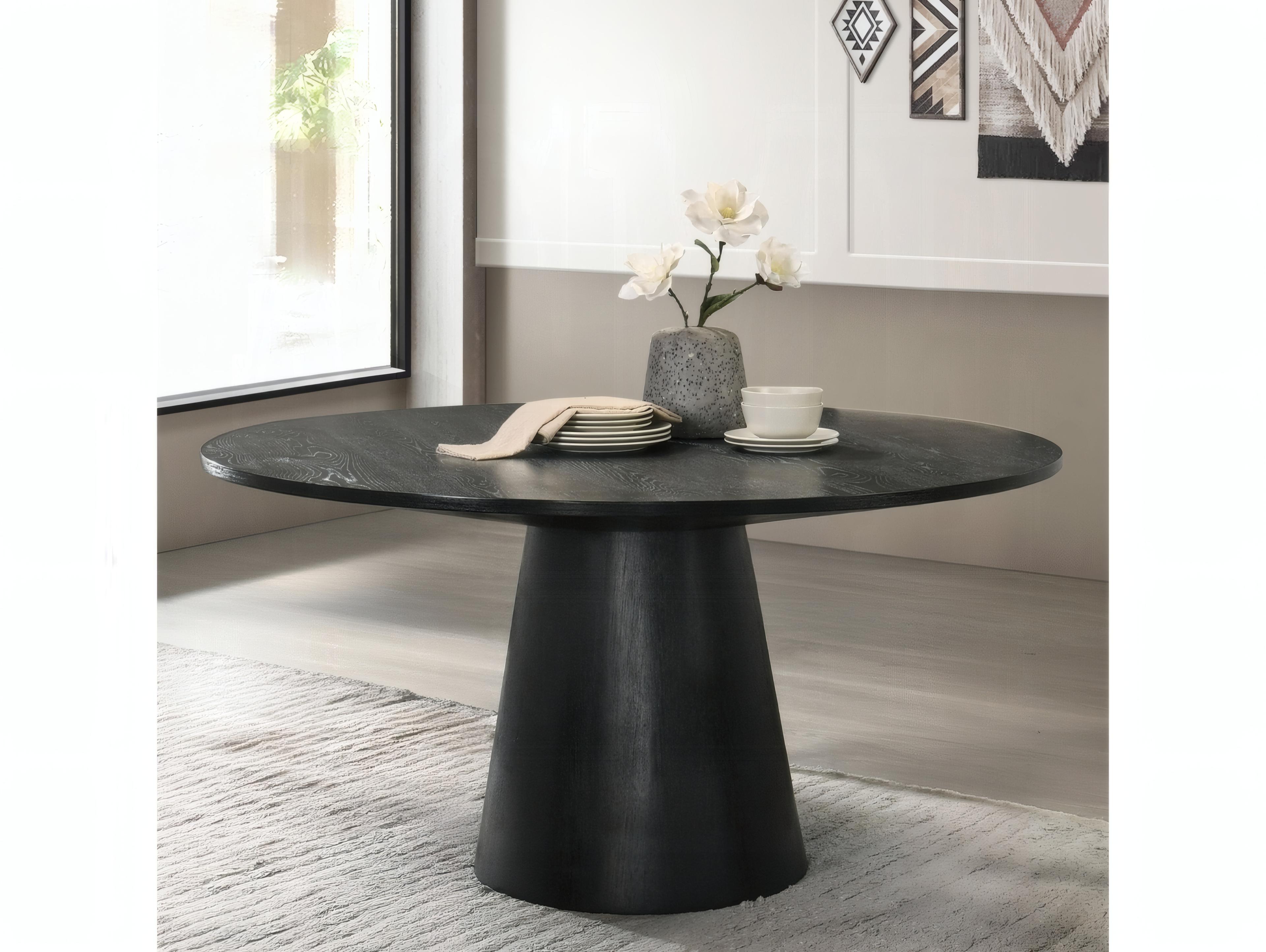 Acme Furniture Froja Round Wood Black Dining Table