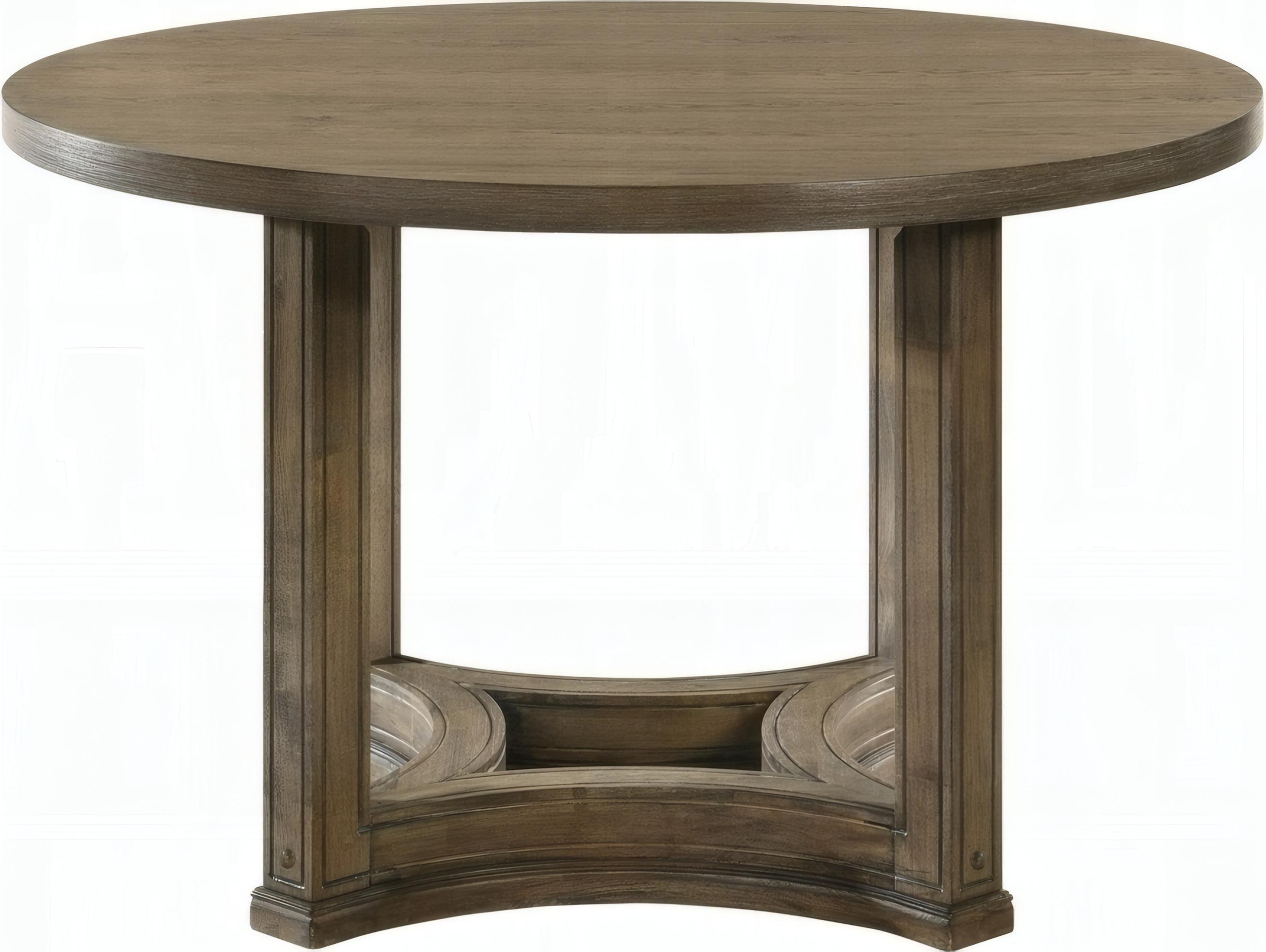 Acme Furniture Parfield Round Wood Weathered Oak Dining Table