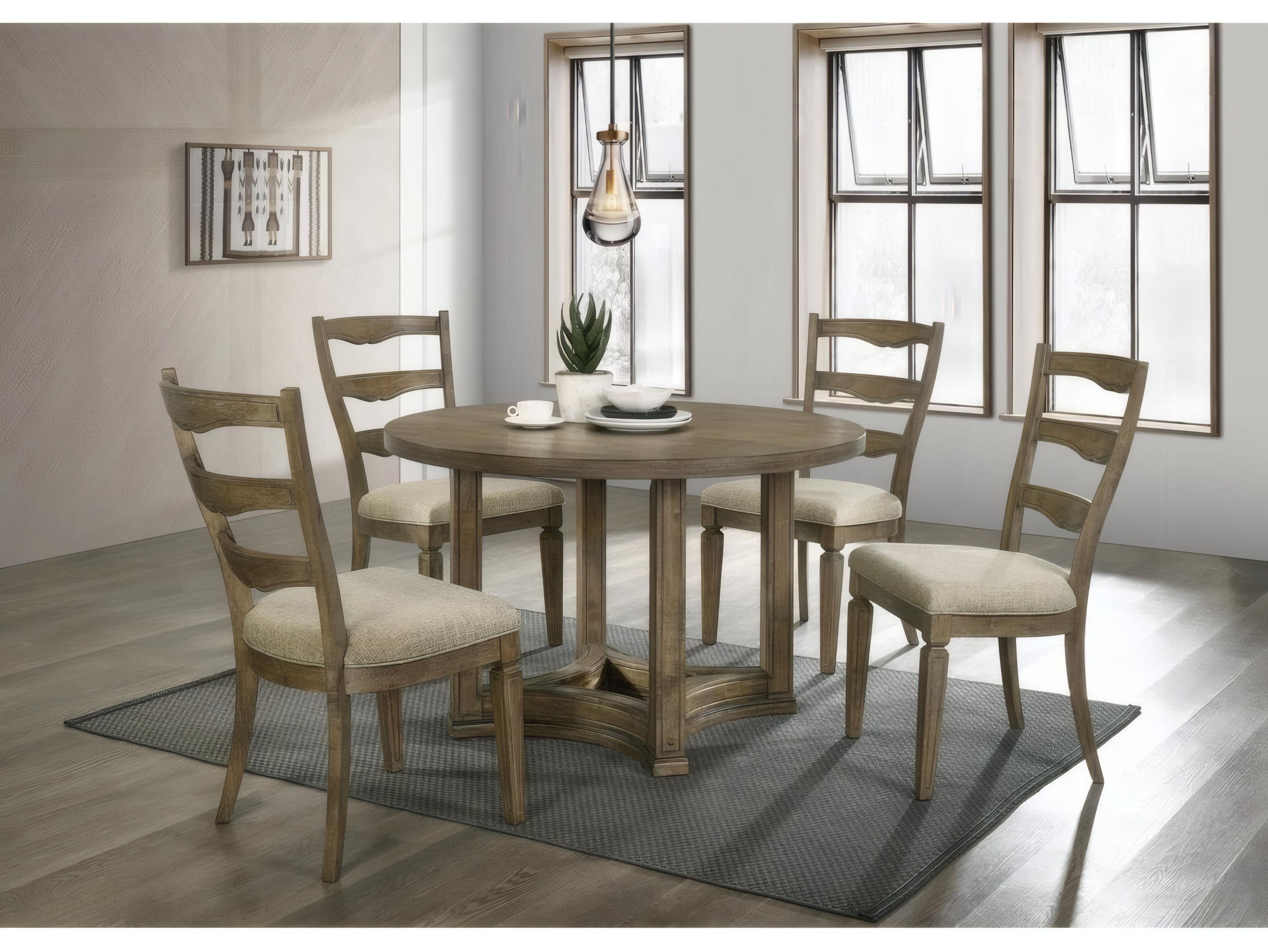 Acme Furniture Parfield Round Wood Weathered Oak Dining Table
