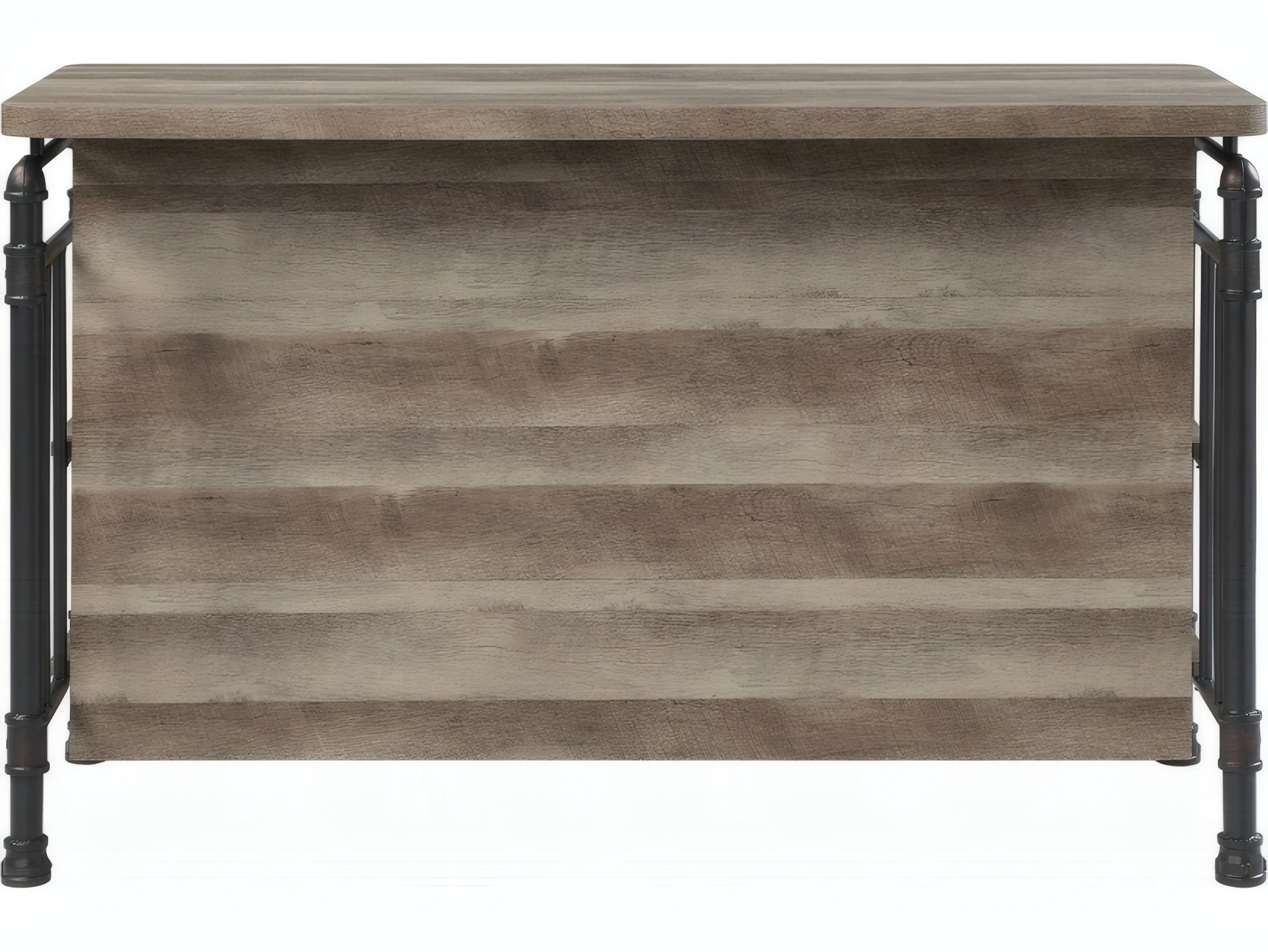Acme Furniture Edina Wood Brown Antique Oak Sandy Gray Bar Cart