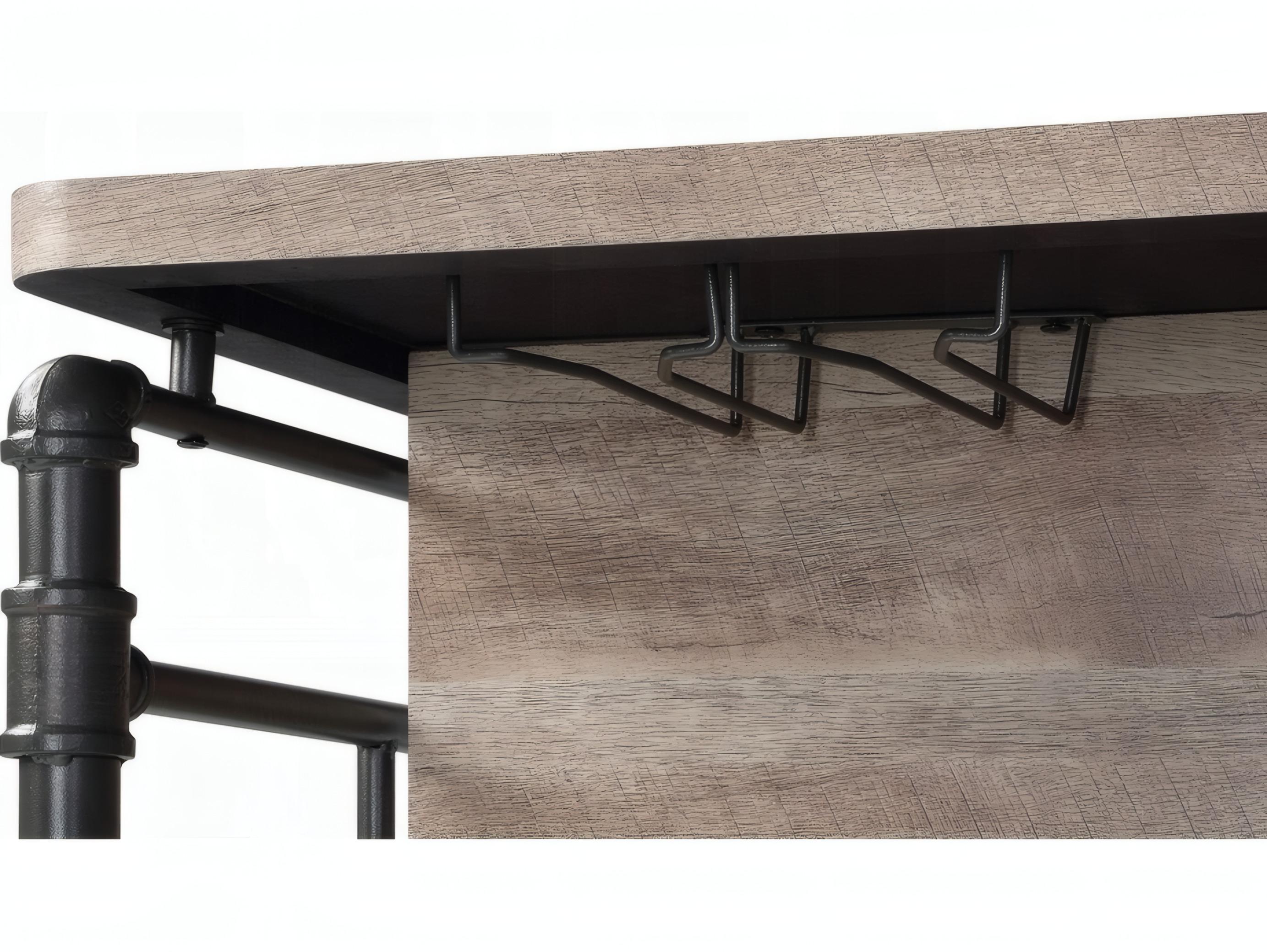 Acme Furniture Edina Wood Brown Antique Oak Sandy Gray Bar Cart