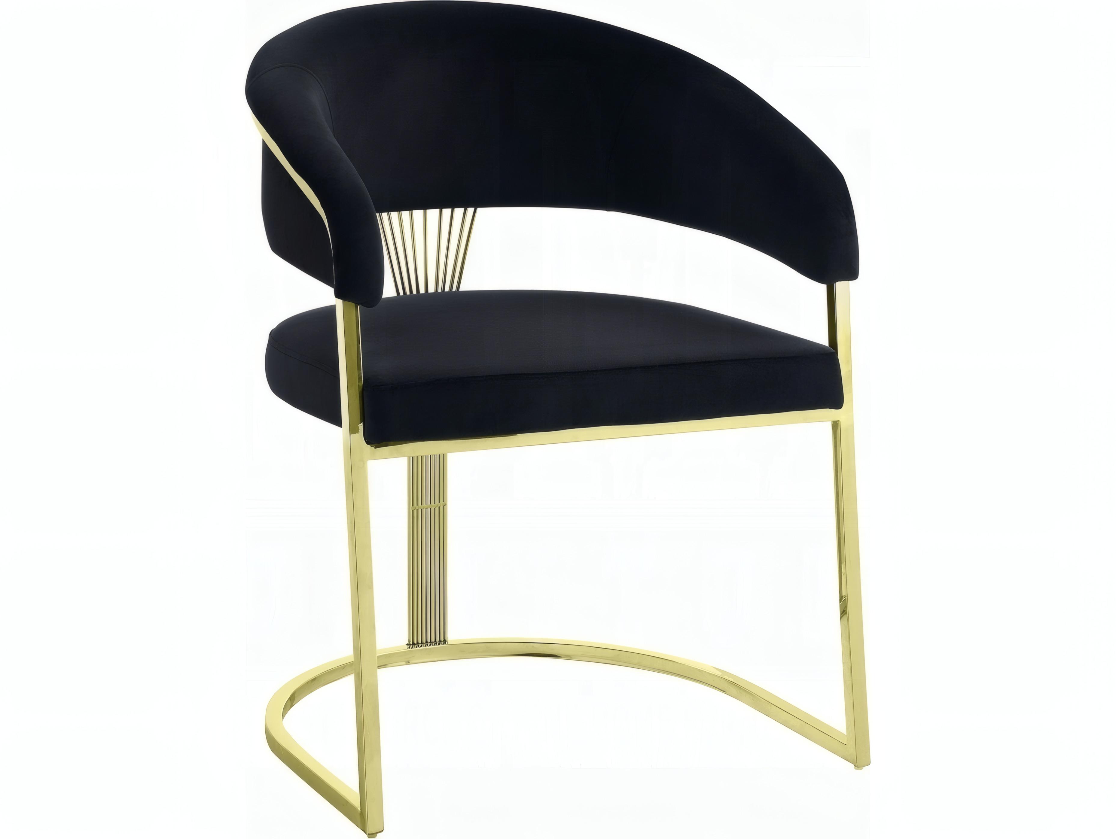 Acme Furniture Fallon Black Velvet Upholstered Arm Dining Chair