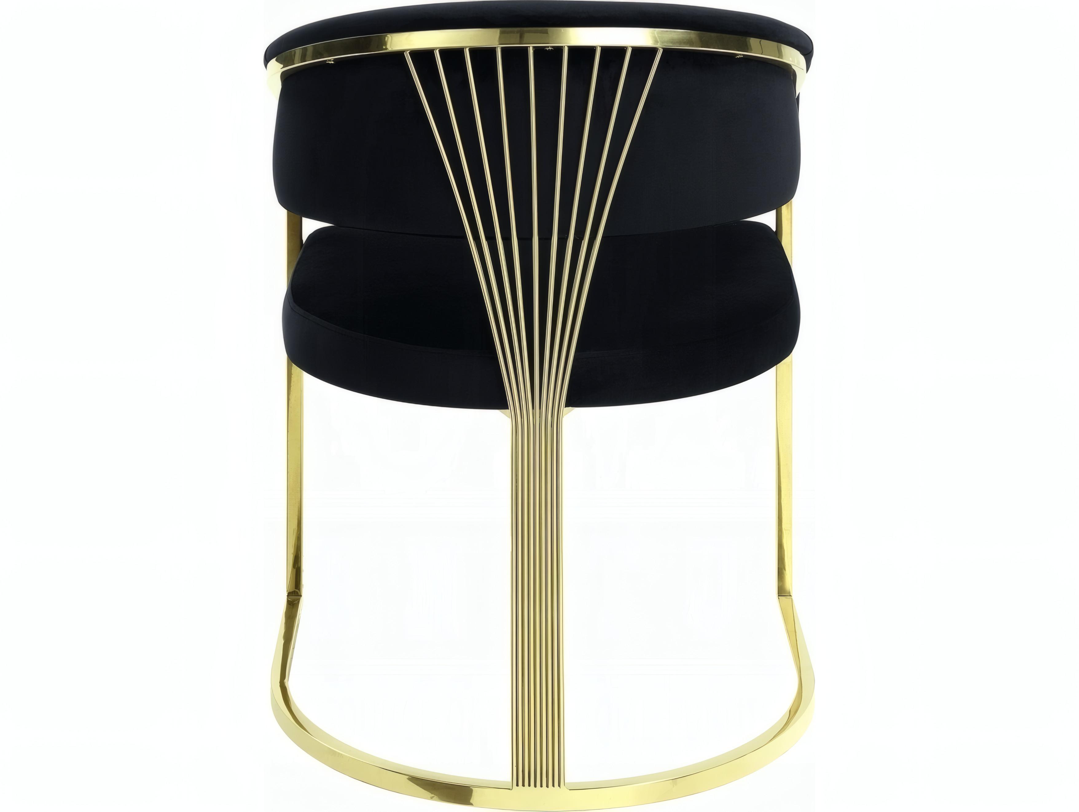 Acme Furniture Fallon Black Velvet Upholstered Arm Dining Chair