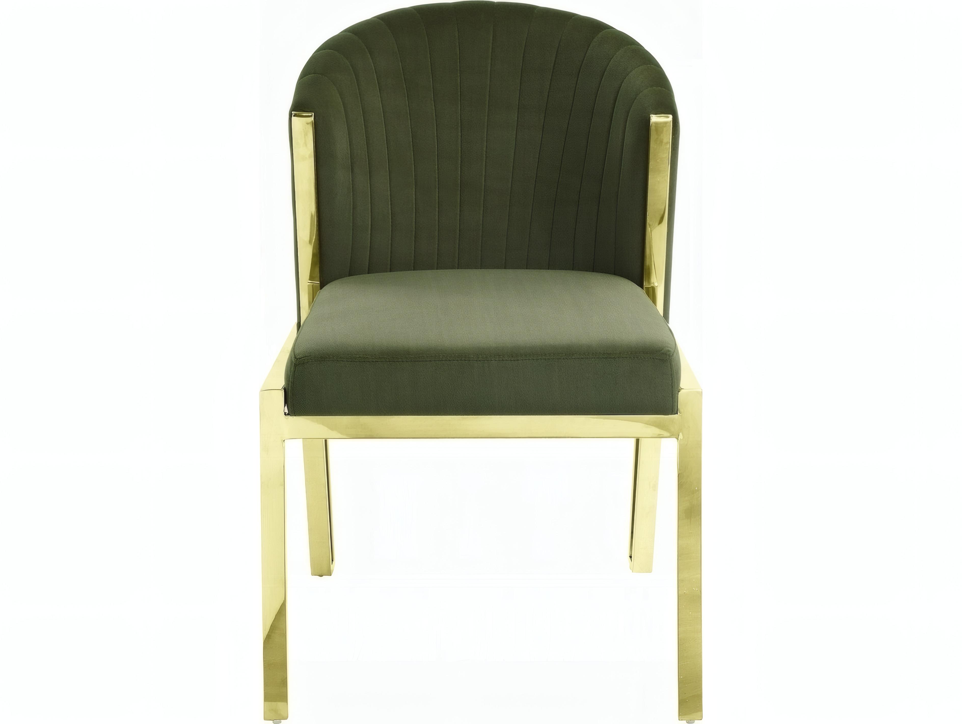 Acme Furniture Fallon Green Velvet Upholstered Armless Dining Chair Set of 2