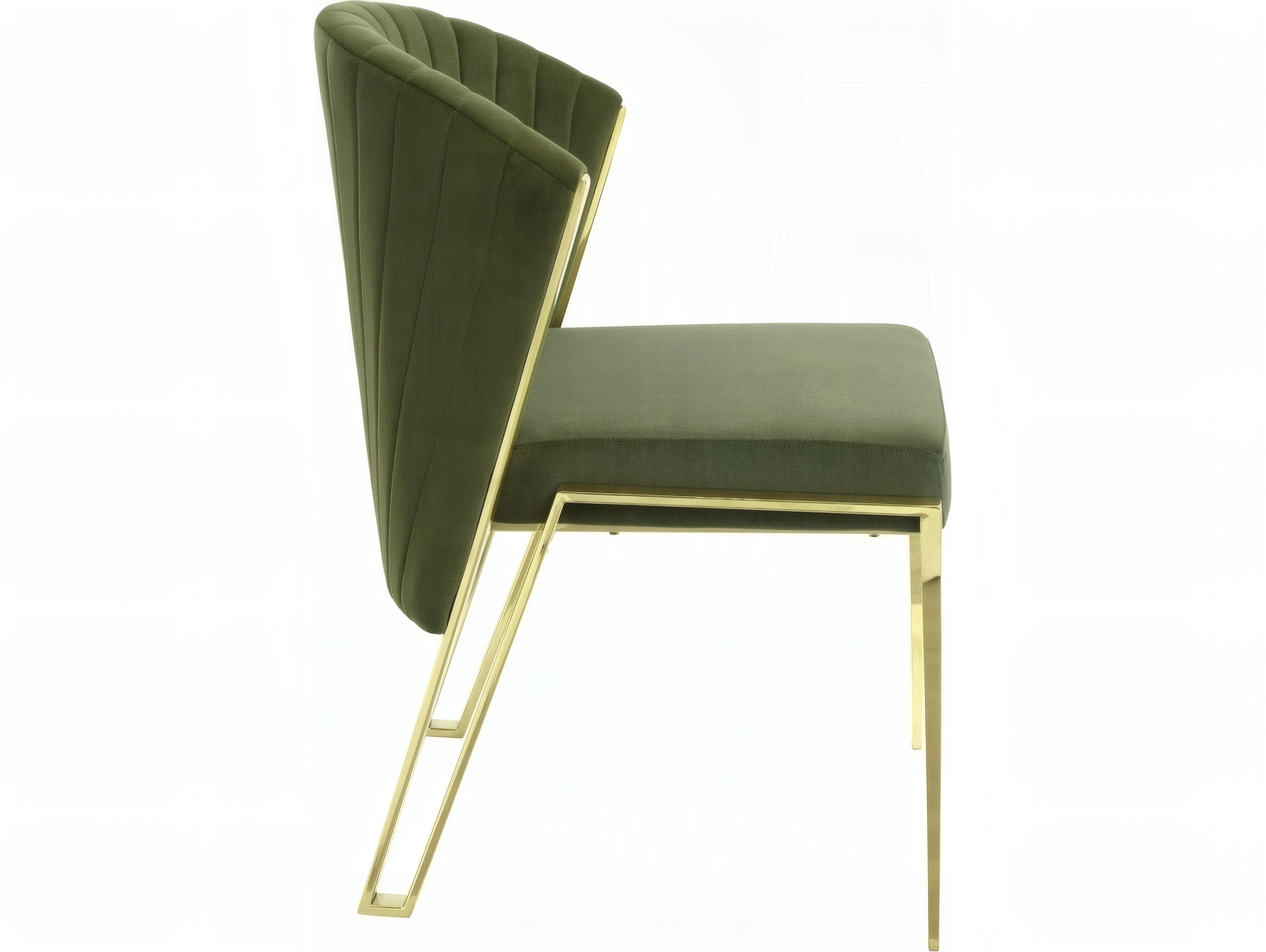 Acme Furniture Fallon Green Velvet Upholstered Armless Dining Chair Set of 2